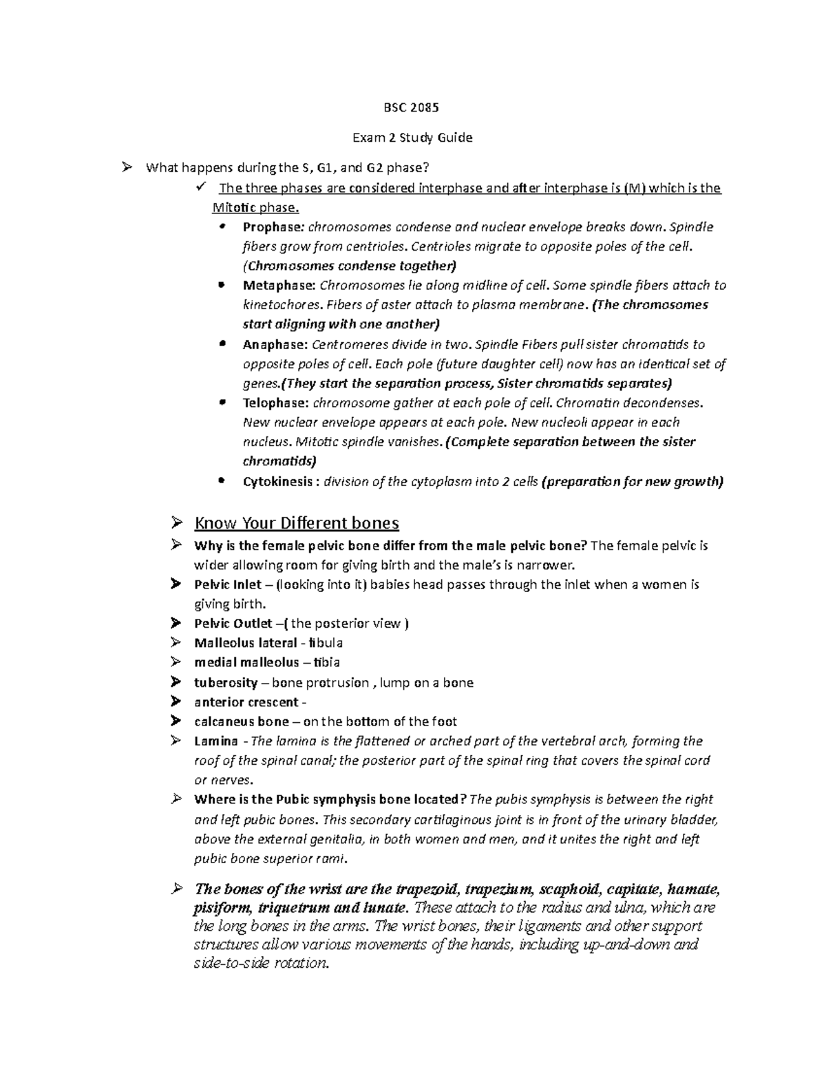 Midterm Study Guide - BSC 2085 Exam 2 Study Guide What happens during ...