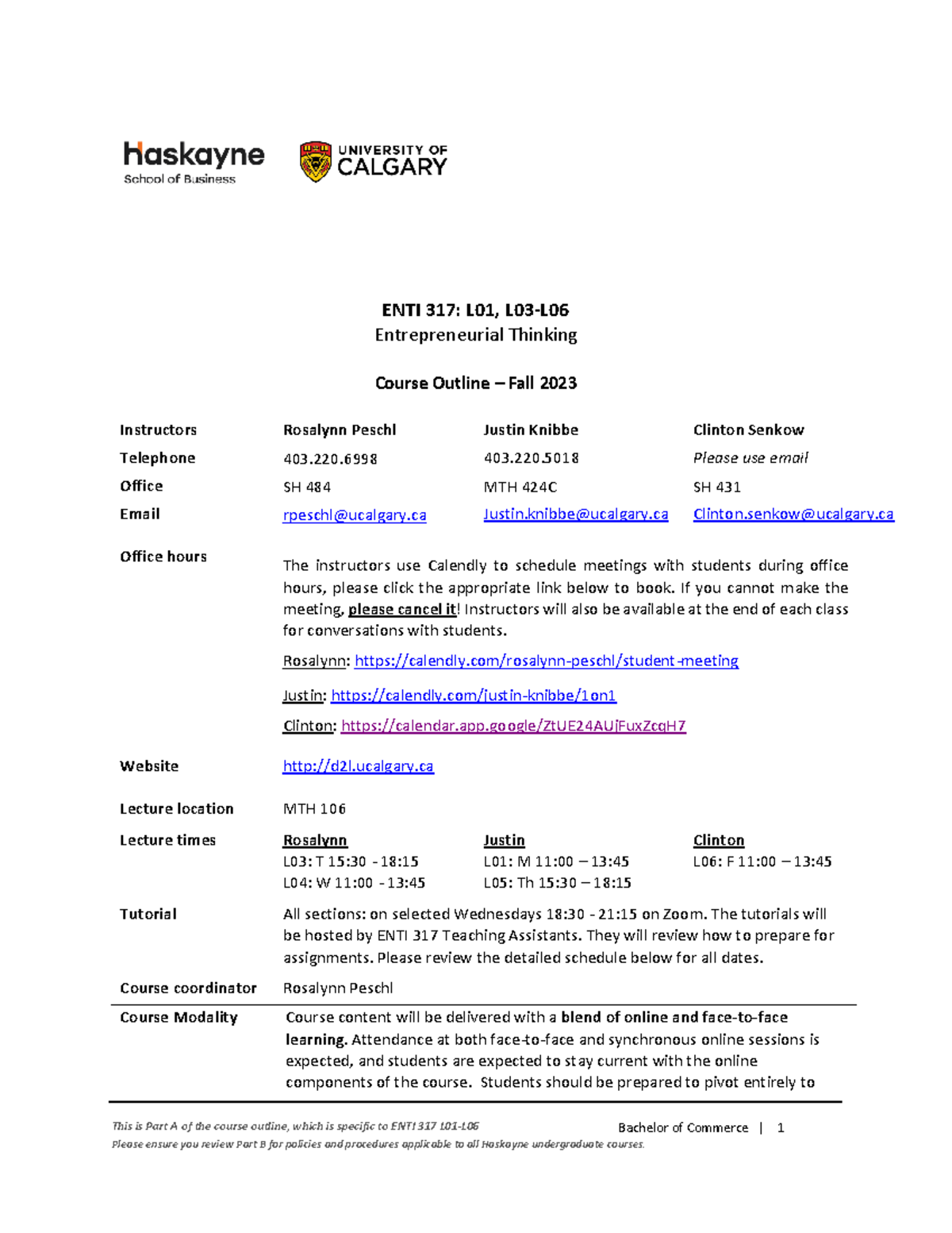 F23 Enti 317 L03 L06 Course Outline Part A Peschl Knibbe Senkow