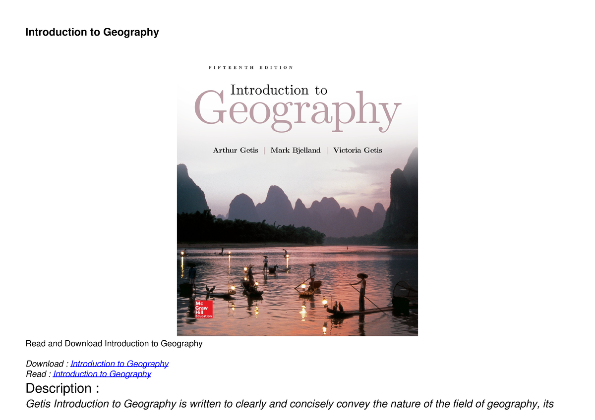 [PDF READ ONLINE] Introduction To Geography - Introduction To Geography ...