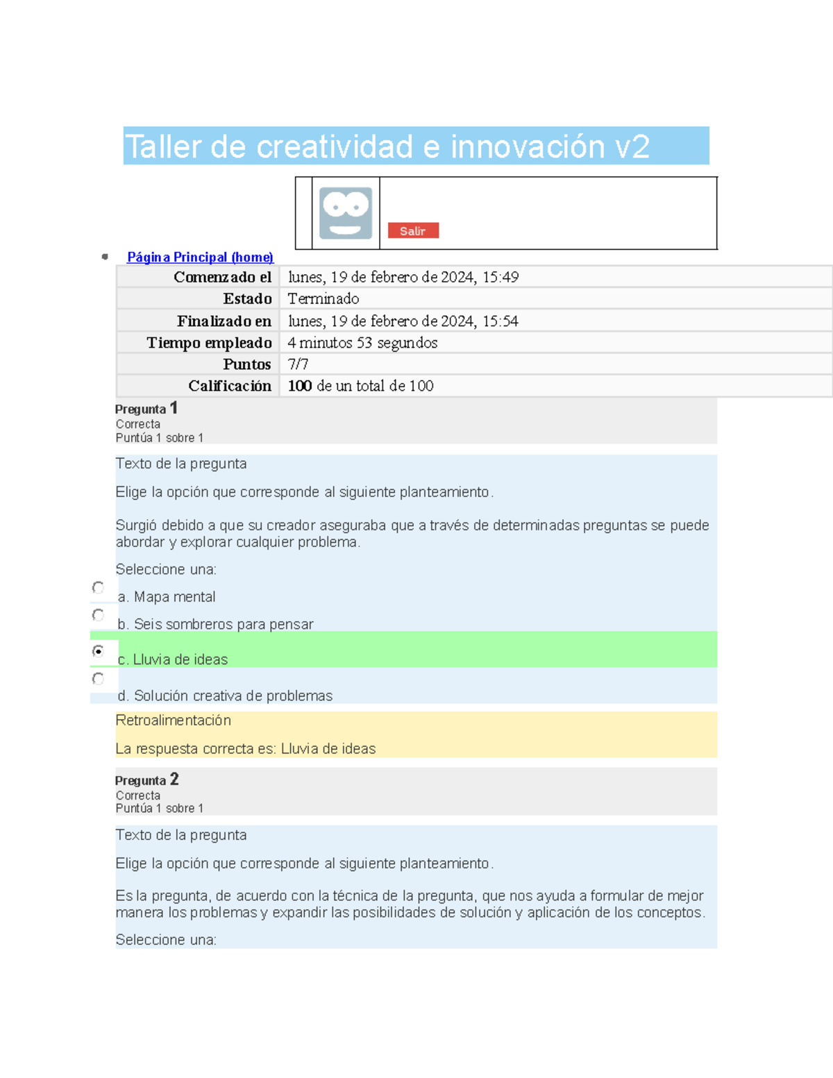 Examen 3 - CUESTIONARIO - Taller De Creatividad E Innovación V ...