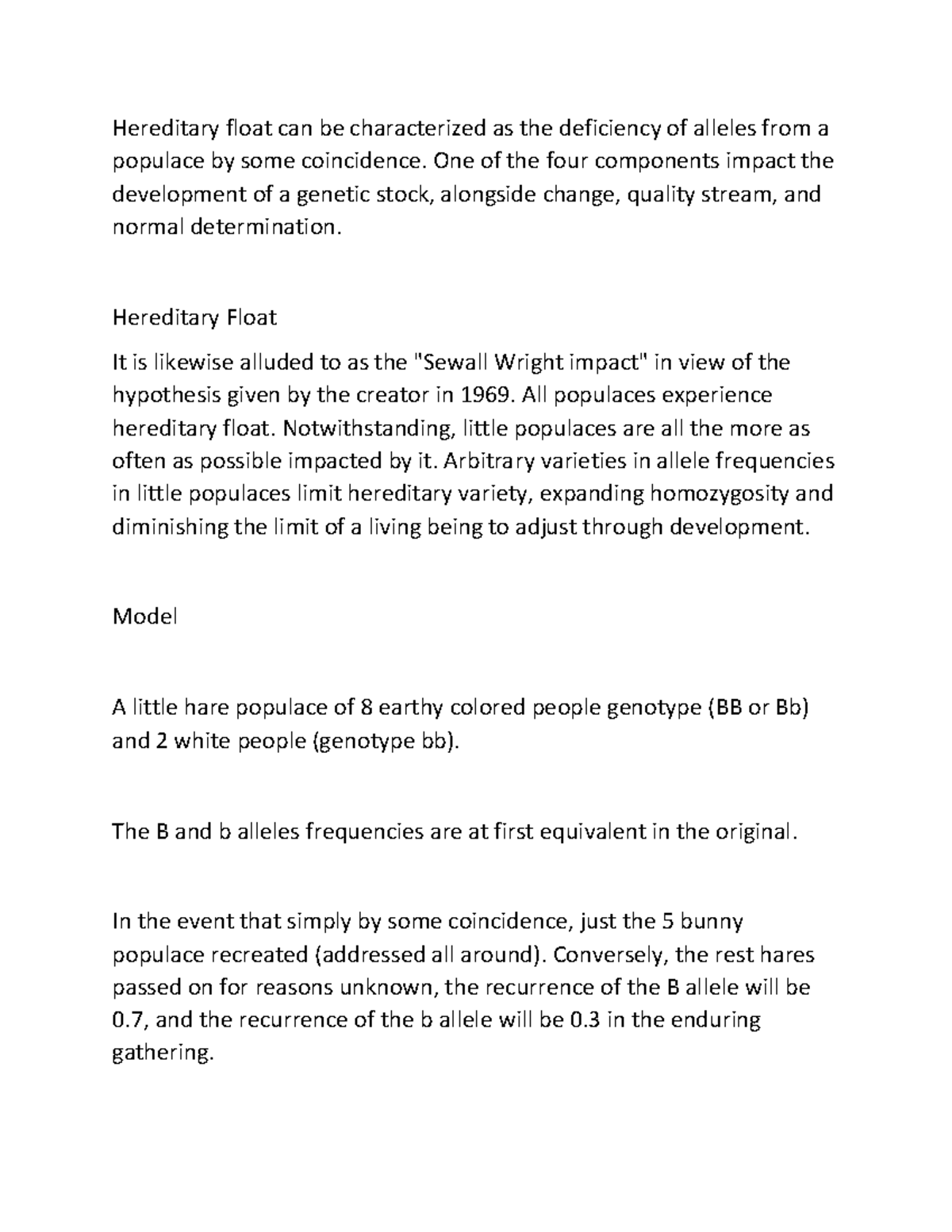 Document (3)(10) Useful notes Hereditary float can be characterized