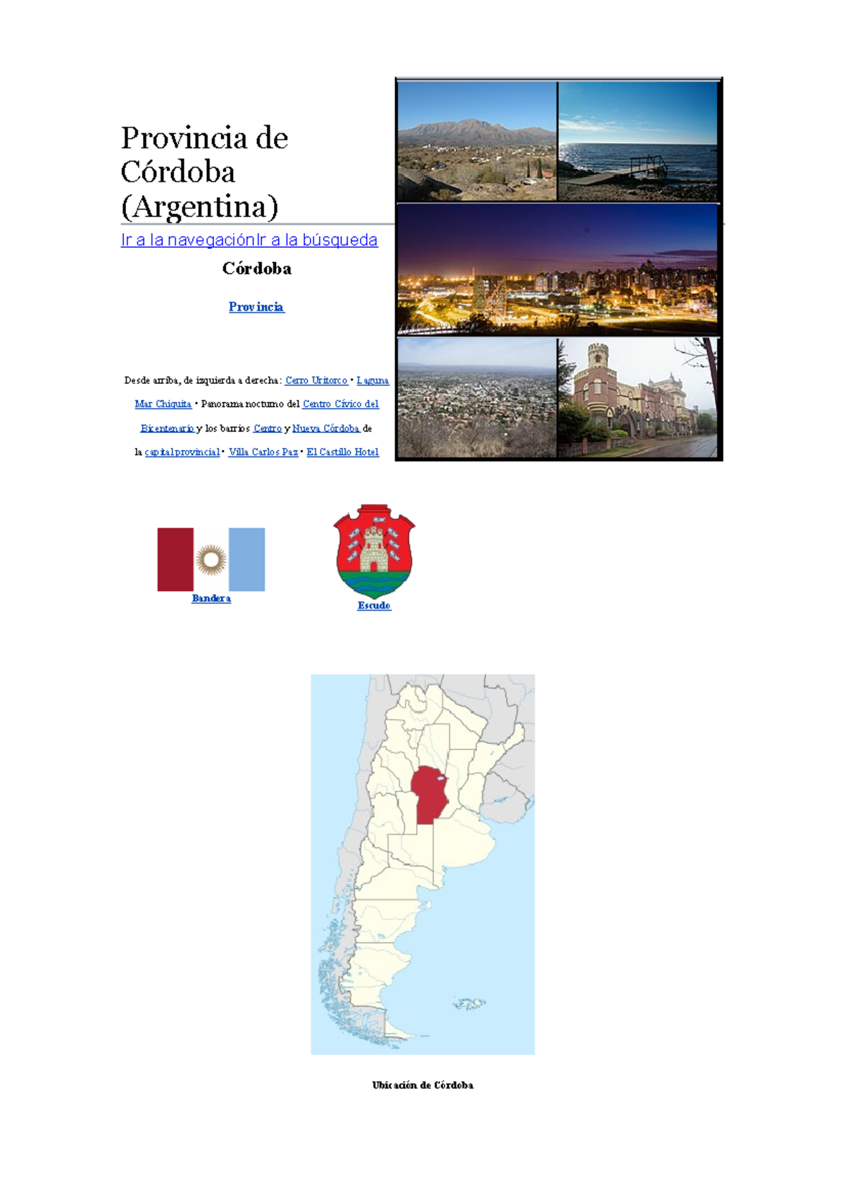 cordova documetn wikipedia Provincia de Córdoba (Argentina) Ir a la