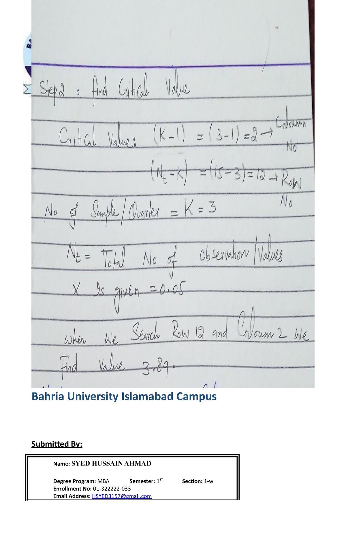 Stats Assignment 2 - Probability And Statistics - Bahria University ...