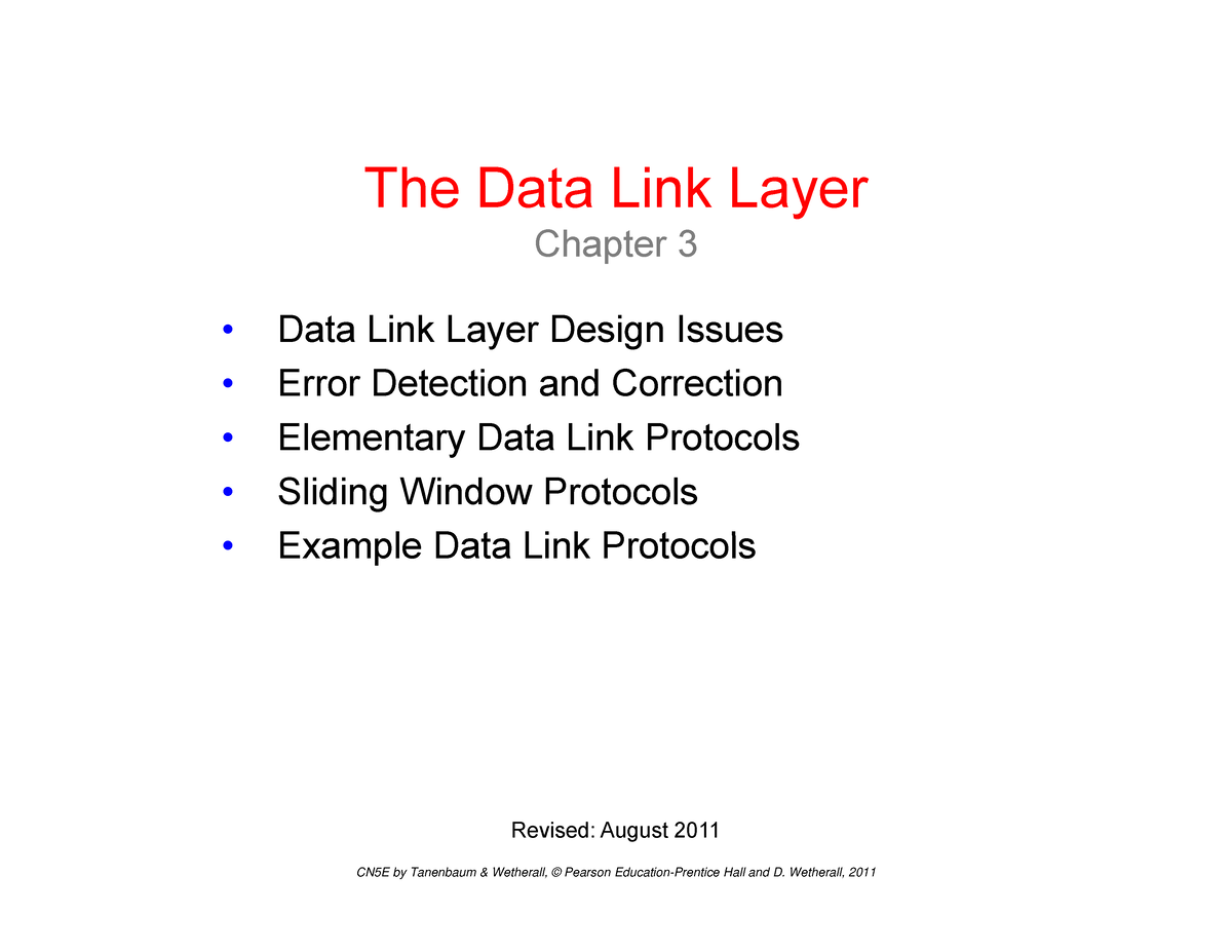 Chapter 3-Data Link Layer - Th D T Li K LThe Data Link Layer Chapter 3 ...