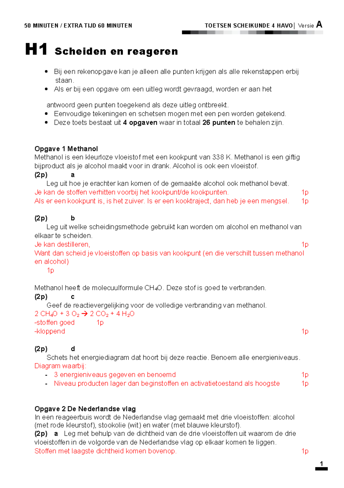 2021 4H toets H1 versie A uitwerkingen - 50 MINUTEN / EXTRA TIJD 60 ...