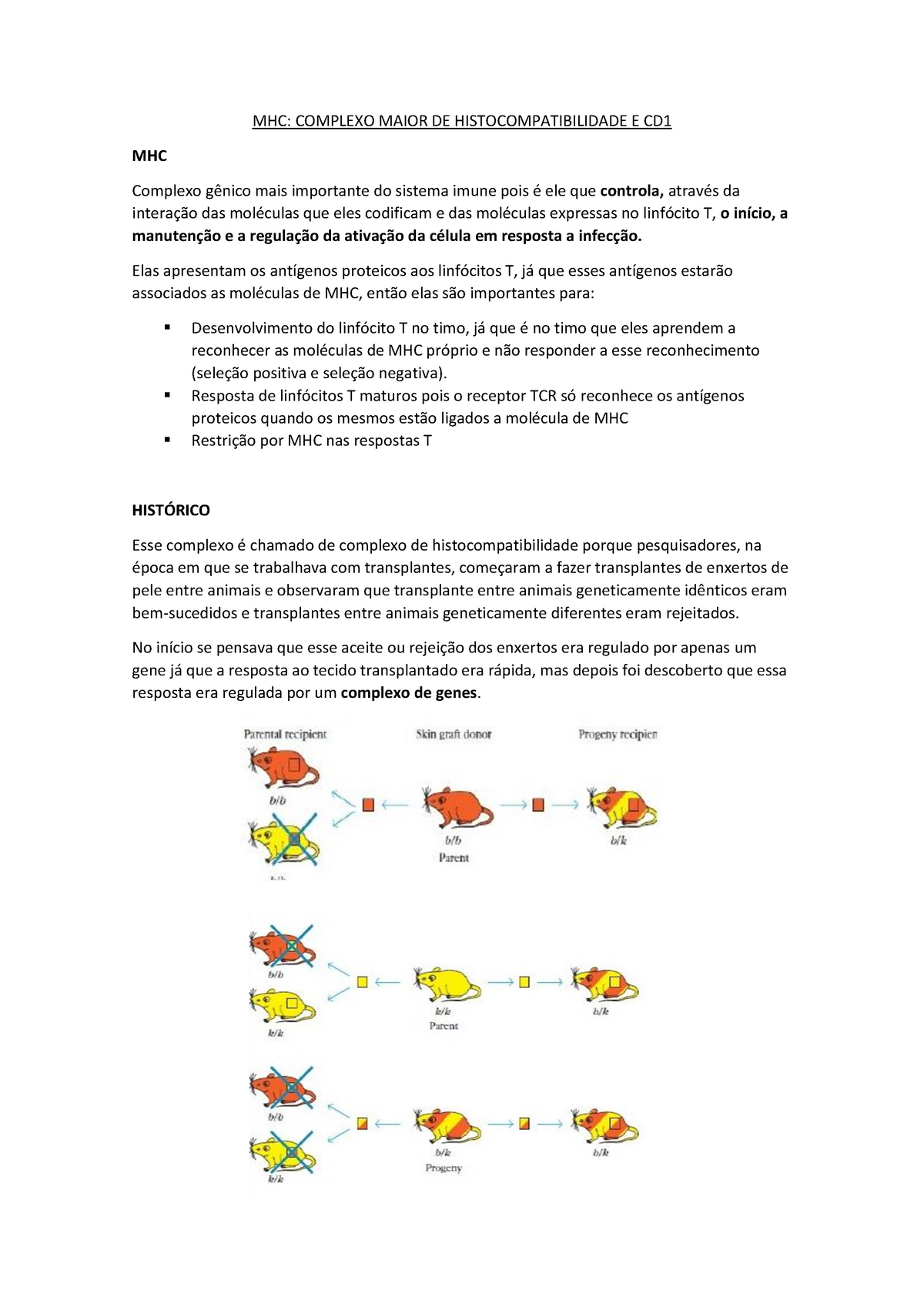 MHC E CB1 - Resumo Microbiologia E Imunologia B - MHC: COMPLEXO MAIOR ...