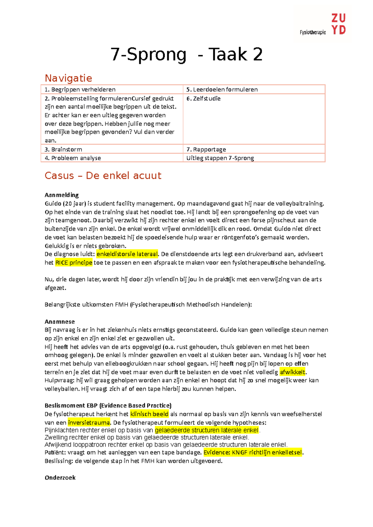 7-sprong Probleemtaak 2 - 7-Sprong - Taak 2 Navigatie Begrippen ...