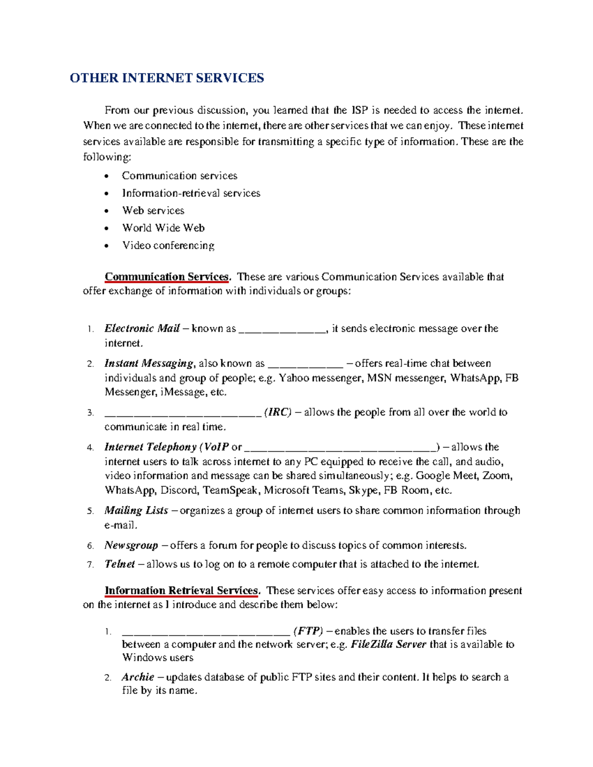 Lec07-CC101.Introduction to Computing - Other Internet Services - OTHER ...