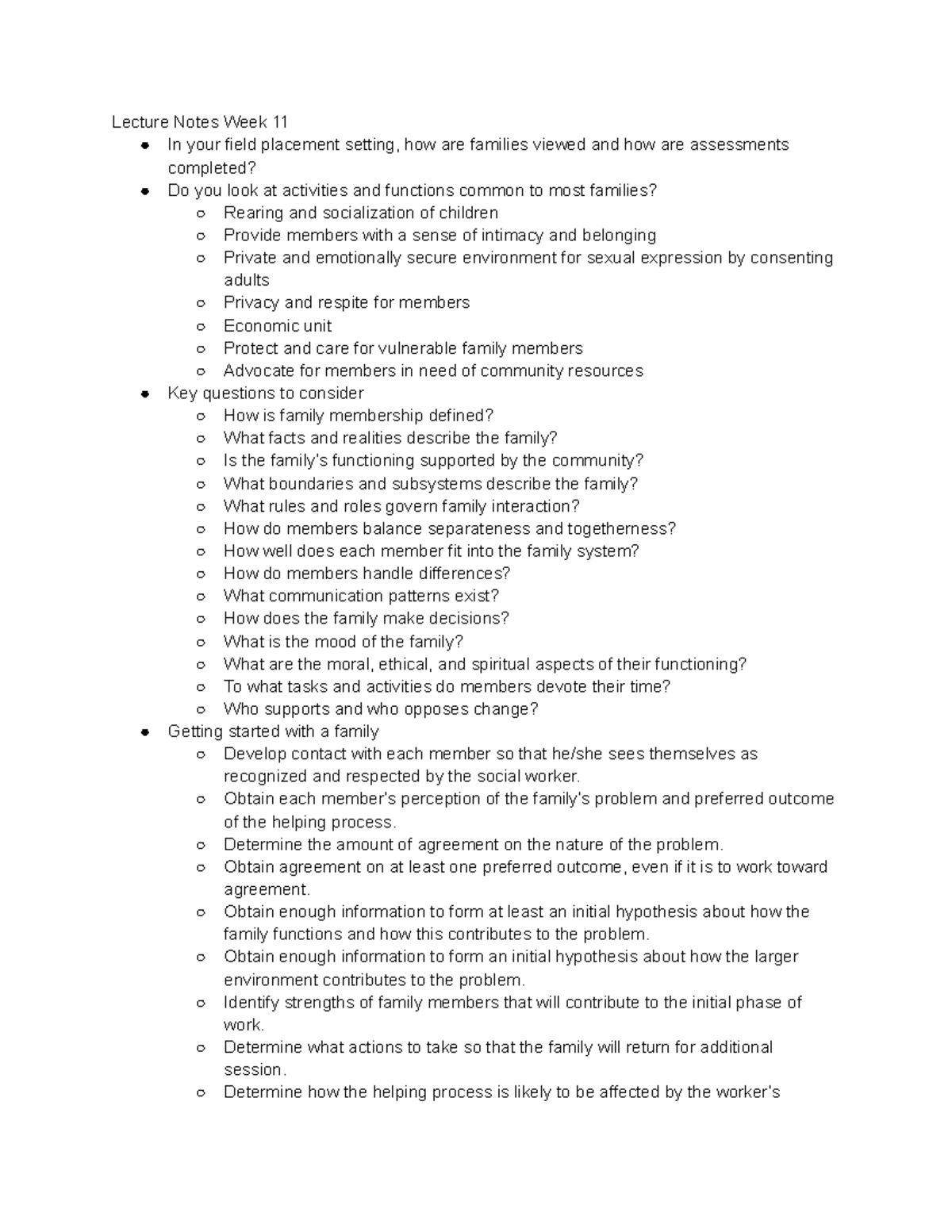 Lecture Notes Week 11 - Structural family therapy and family social ...