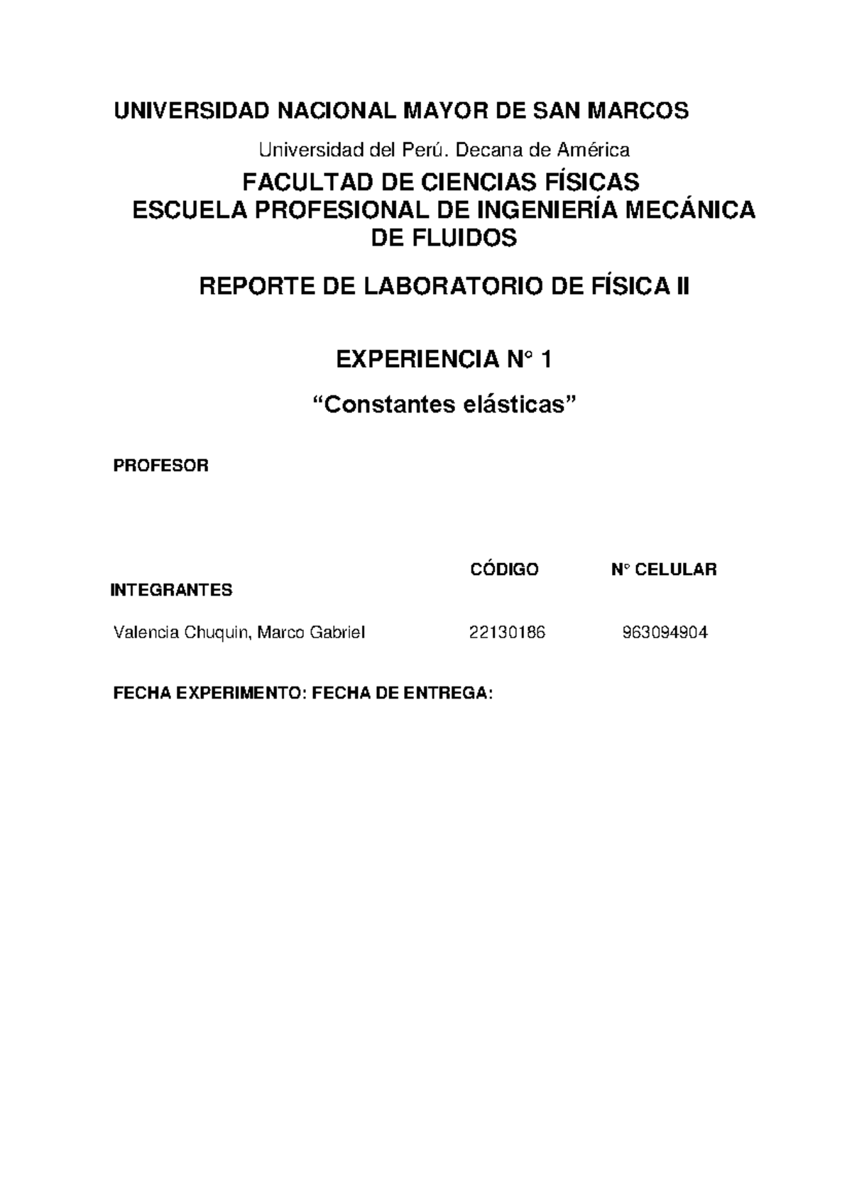 Lab 1 Física Ii Universidad Nacional Mayor De San Marcos Universidad Del Perú Decana De 0466