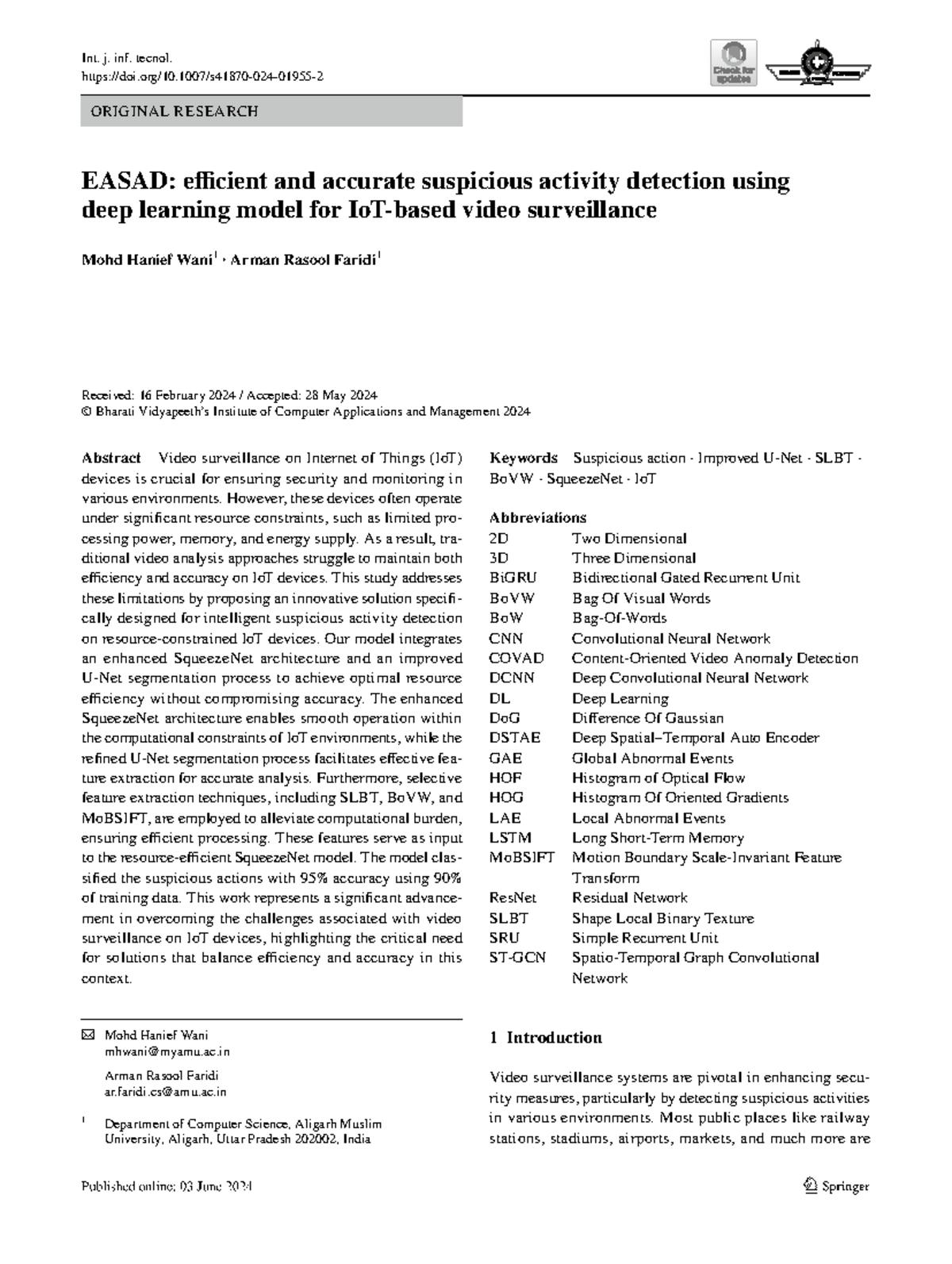 Easad - Efficient and accurate suspicious action detection - Vol ...