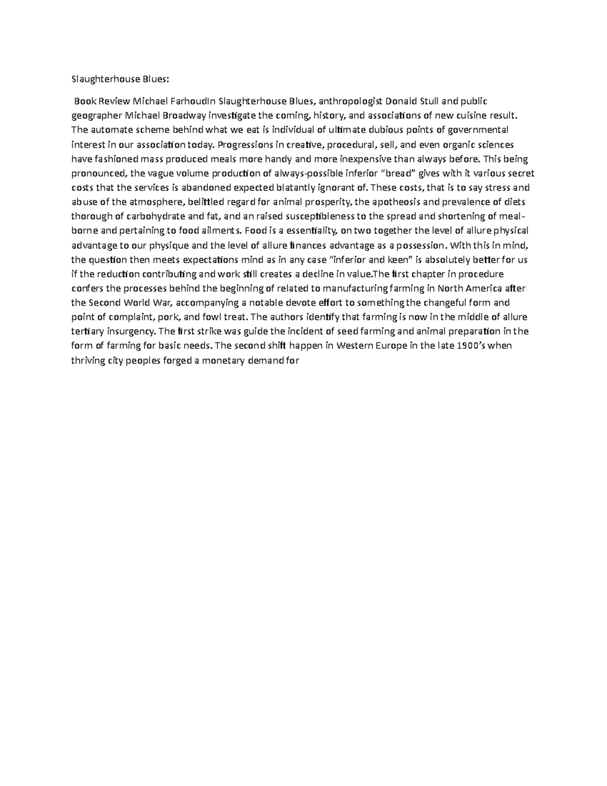 Slaughterhouse Blues - notes - Slaughterhouse Blues: Book Review