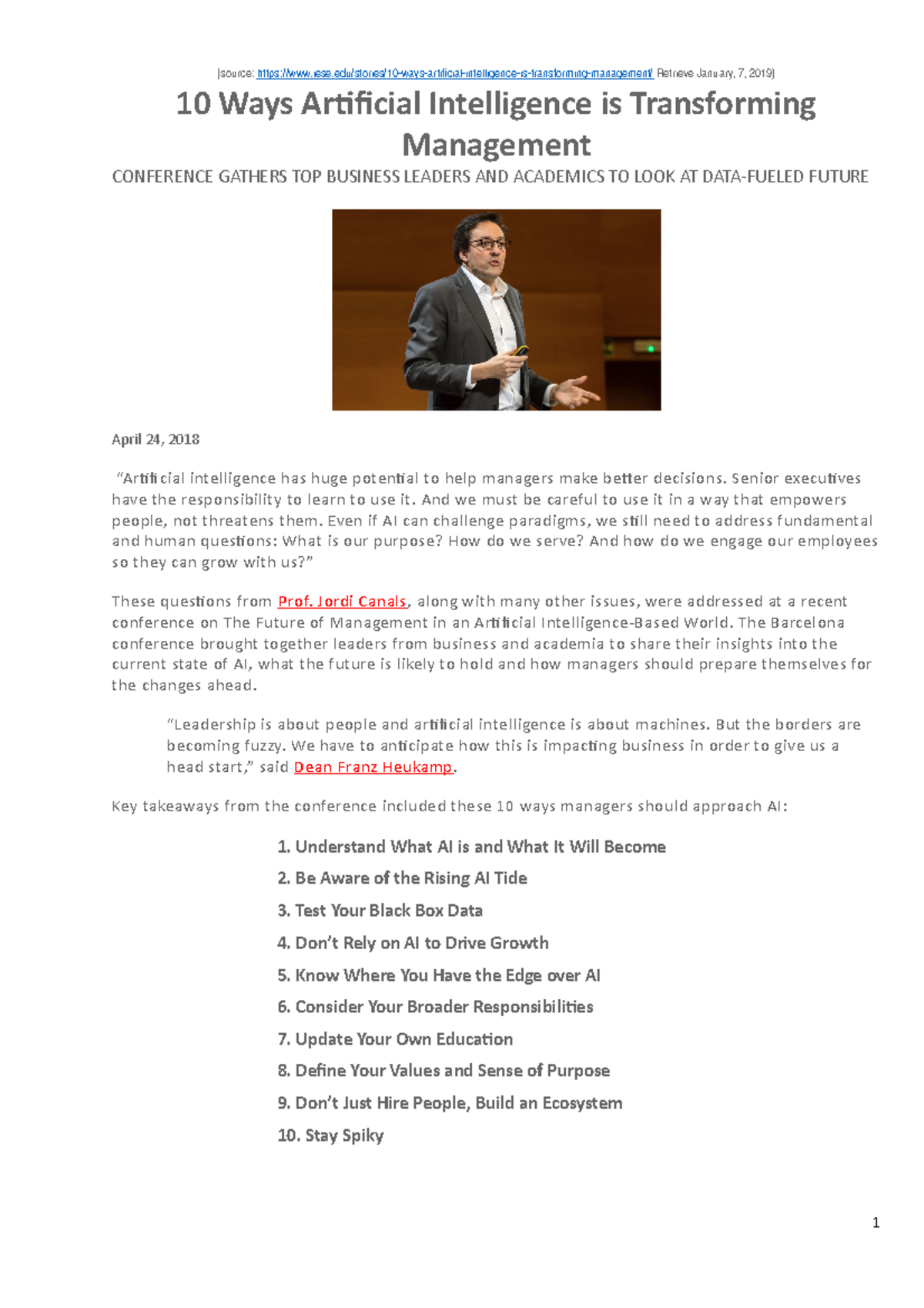 The Artificial Intelligence - 10 ways AI is transforming Mgmt - (source ...