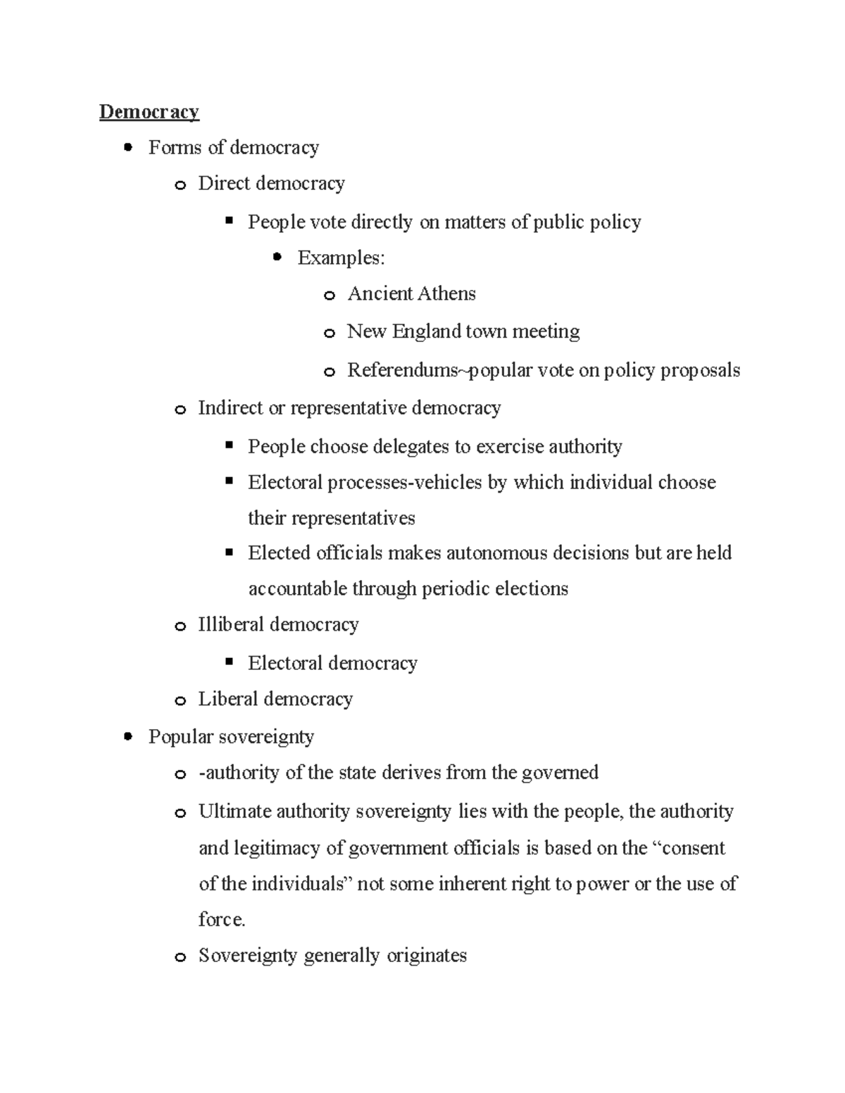 Gov notes 3 Types of governments forms Democracy, illiberal, liberal