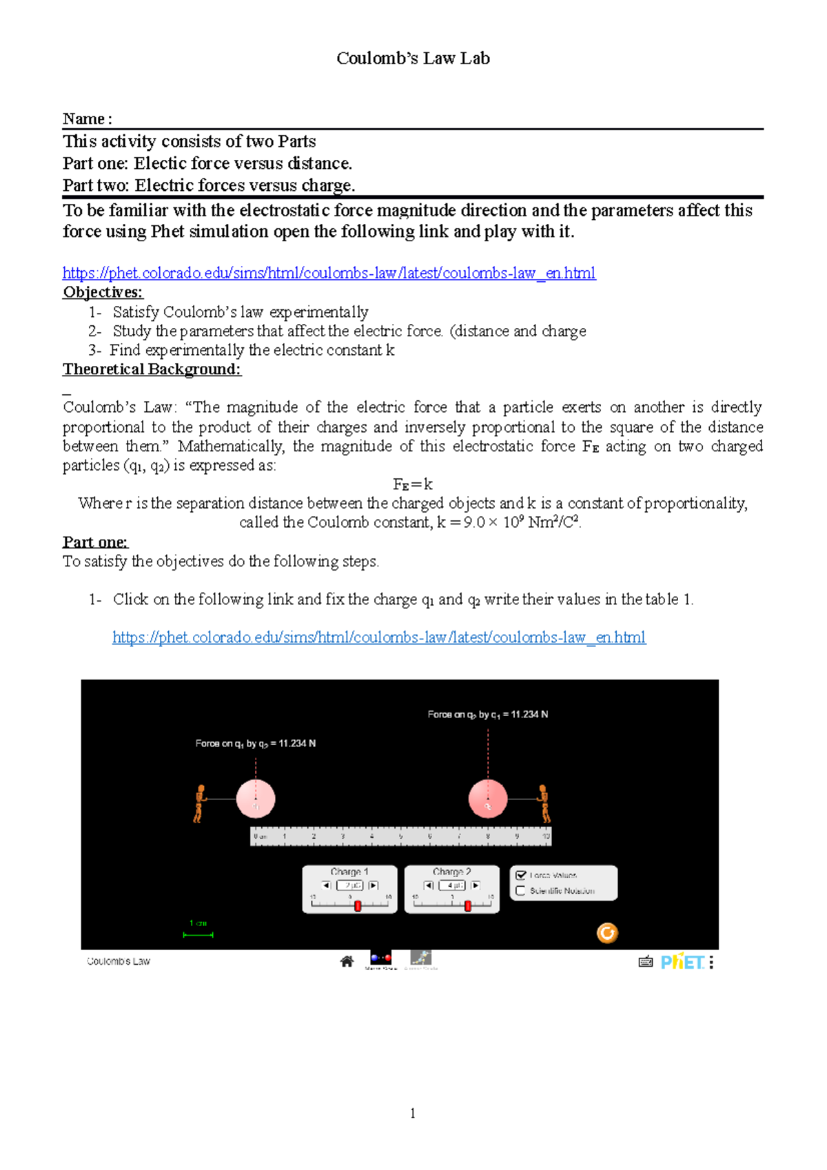 coulomb's law assignment quizlet