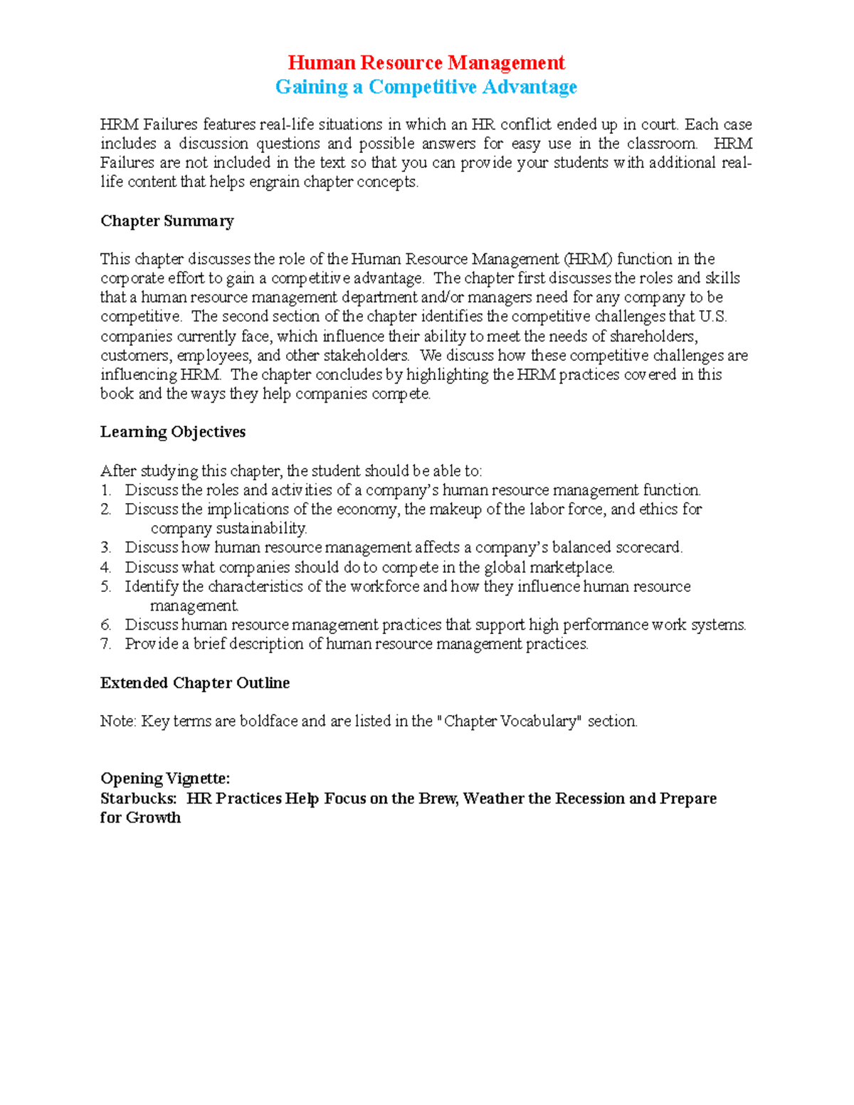 Human Resource Management Gaining a Competitive Advantage - Human ...