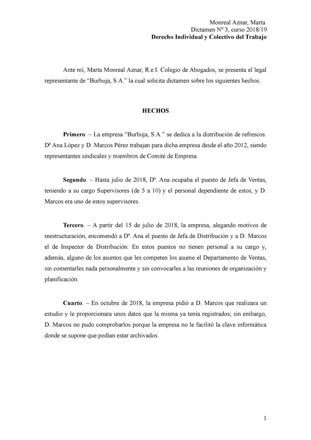 Apuntes Laboral Dictamen Nº 3 Curso 2018 Derecho Individual Y