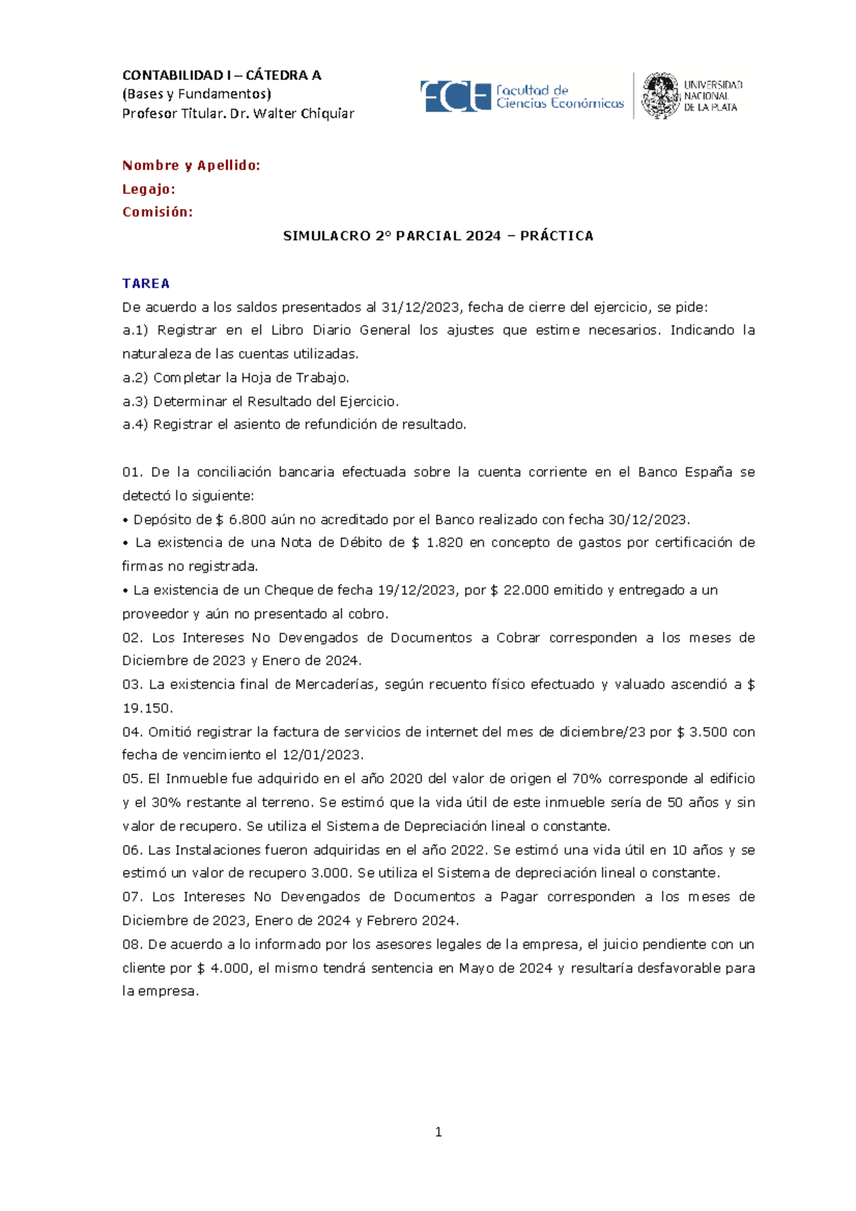 Segundo Parcial 2024 - Práctica - Simulacro - CONTABILIDAD I – CÁTEDRA ...