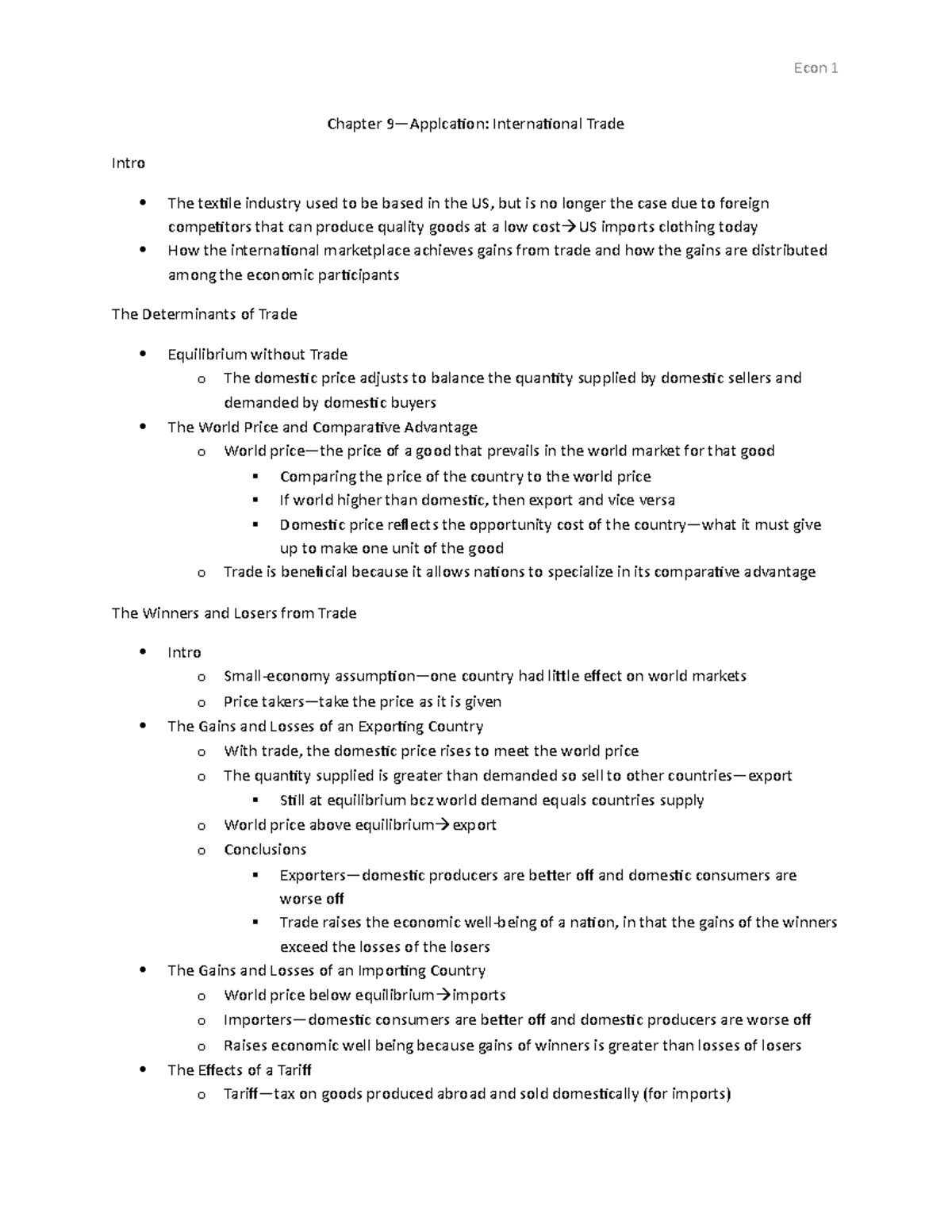 Econ Chapter 9 Notes - Summary Principles Of Economics - Econ 1 Chapter ...