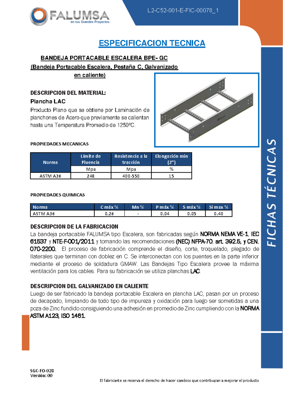 Bandeja Portacable Escalera BPE- GC - SGC-FO- 028 Versión: 0 0 C ...