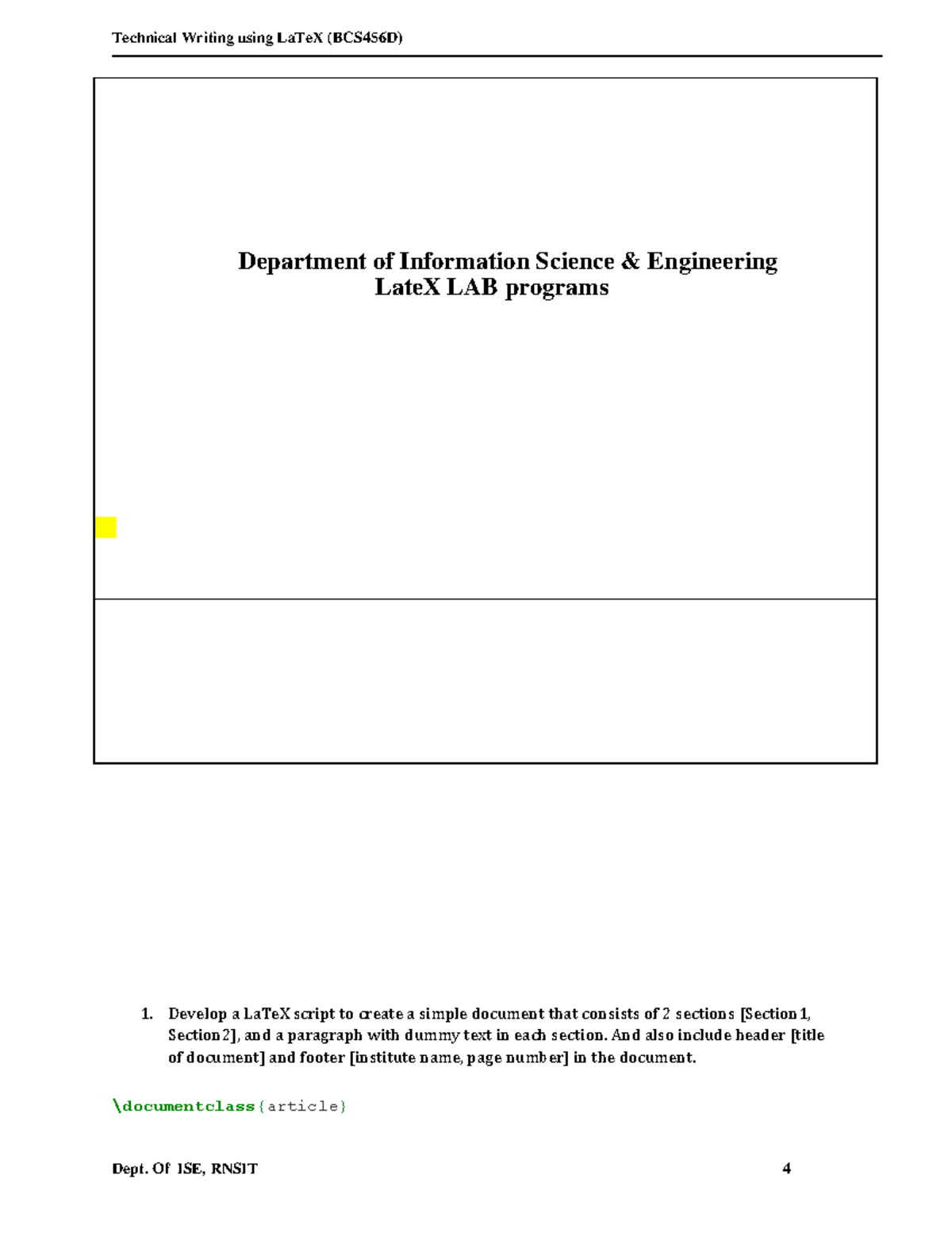 Late X Lab (1 to 6) - notes - Develop a LaTeX script to create a simple ...