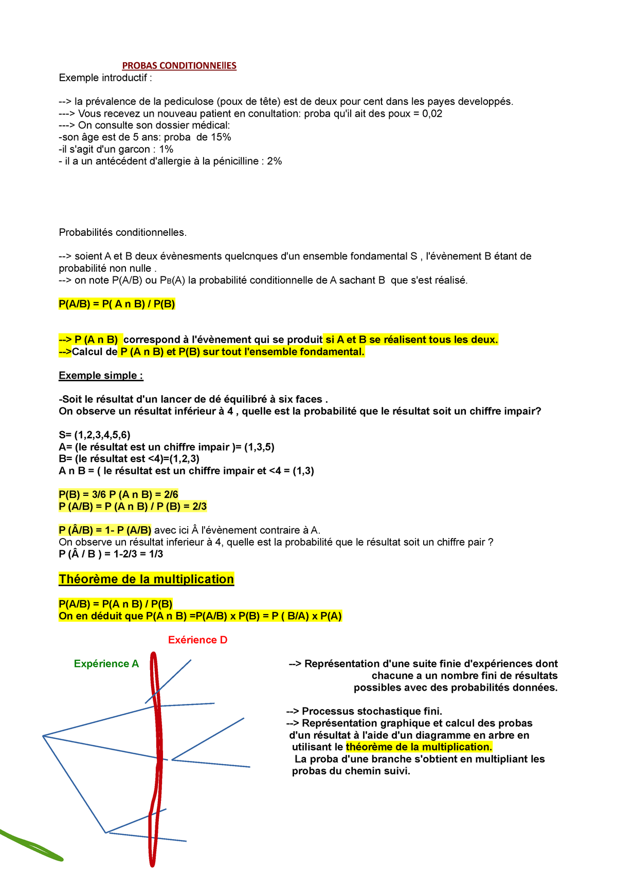 Probabilité Conditionnelles Cours - PROBAS CONDITIONNEllES Exemple ...