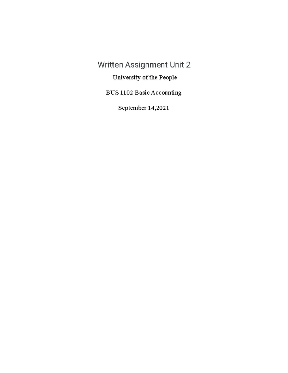 Written assignment unit 2 a small business can run by writing down 