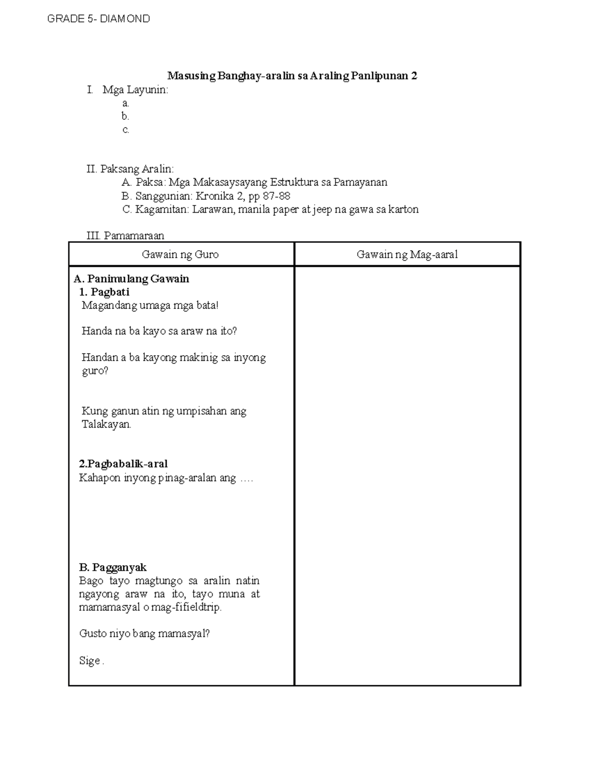 Grade 2 AP - LESSON PLAN - Masusing Banghay-aralin Sa Araling ...