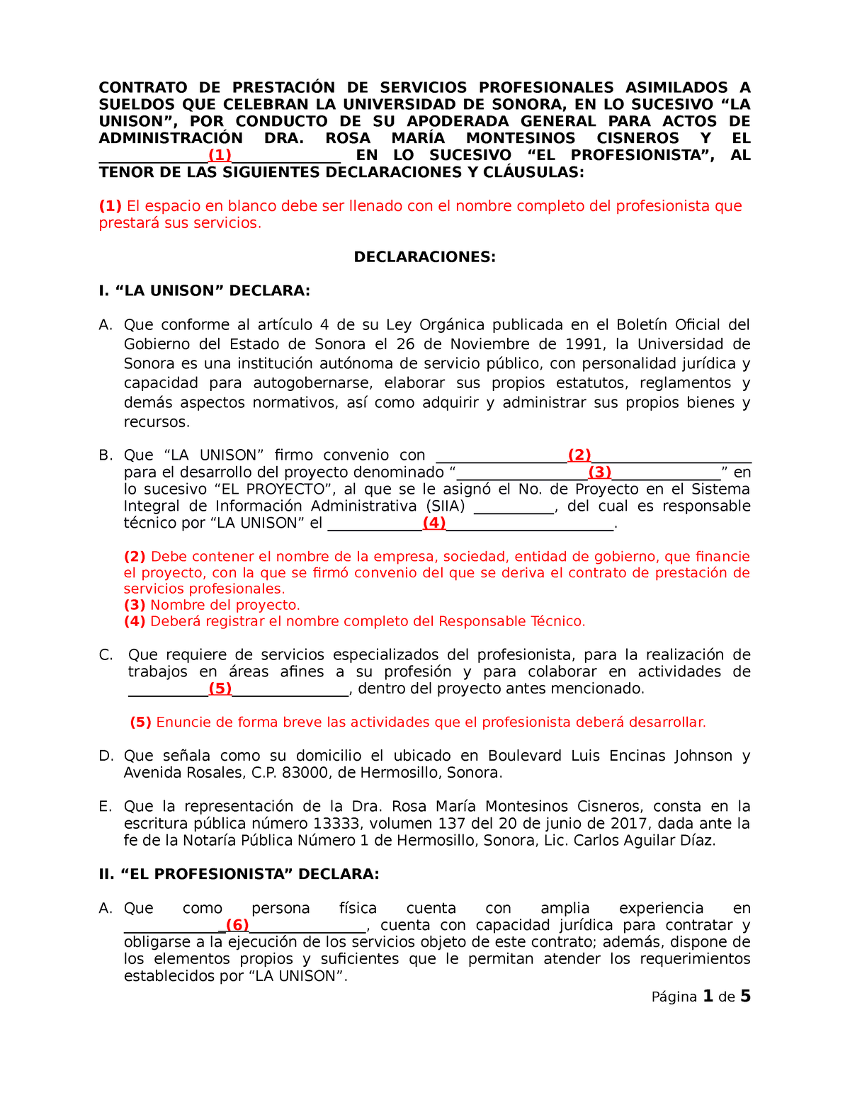 Formato De Contrato Servicios Profesionales Asimilados A Salarios Contrato De PrestaciÓn De 1827