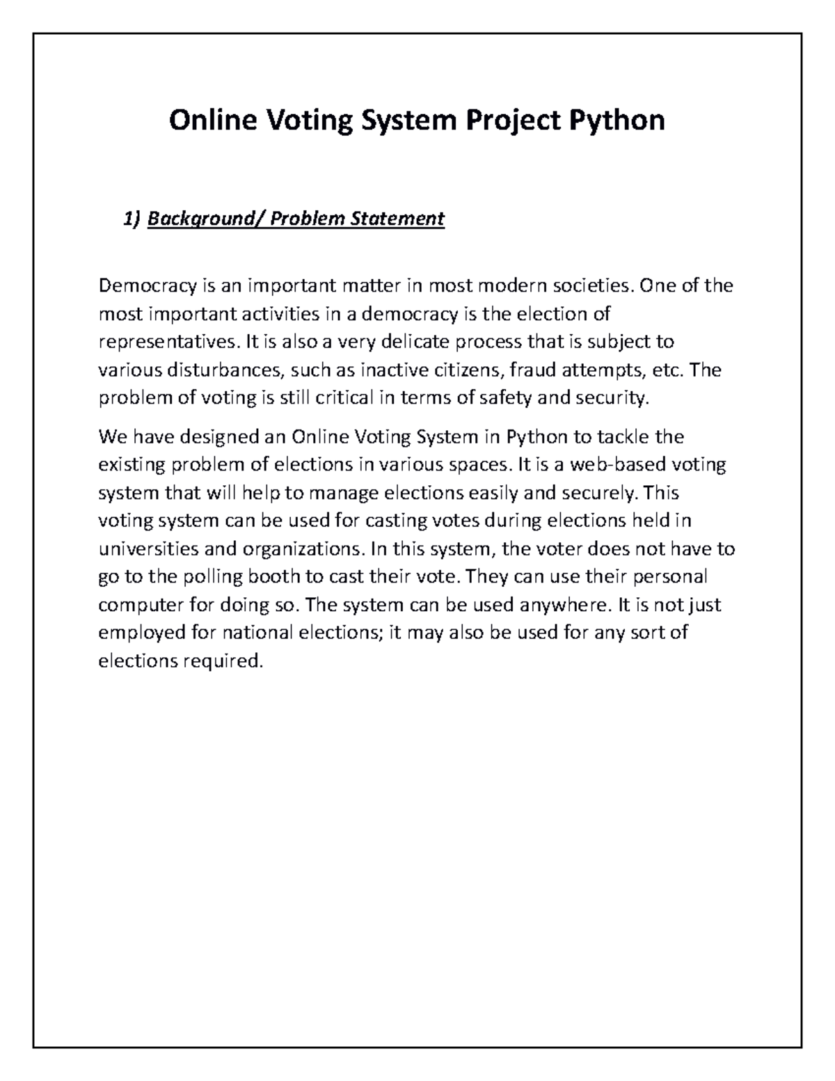 PY104 - BGKUKUKH - Online Voting System Project Python 1) Background ...