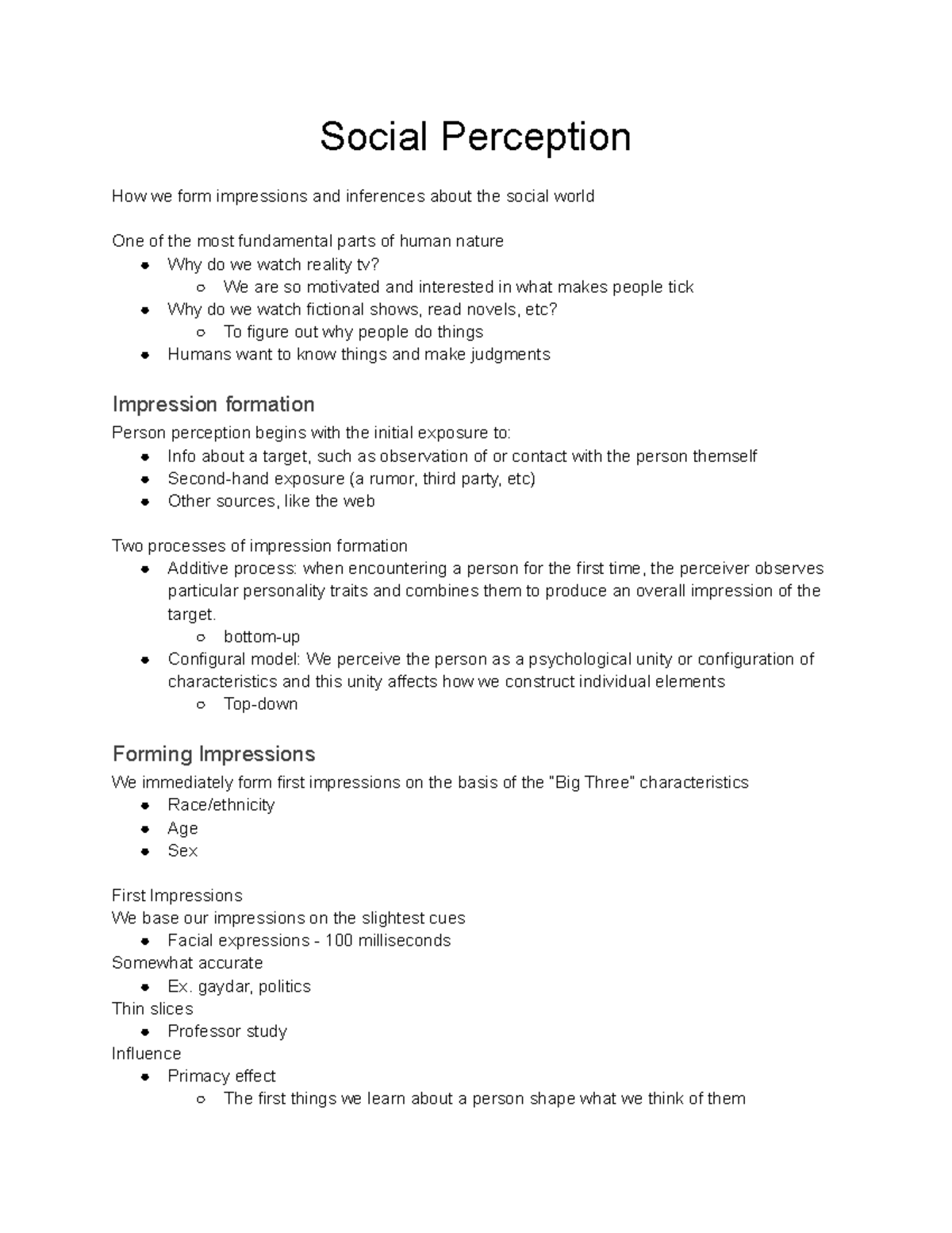 social perception theory essay