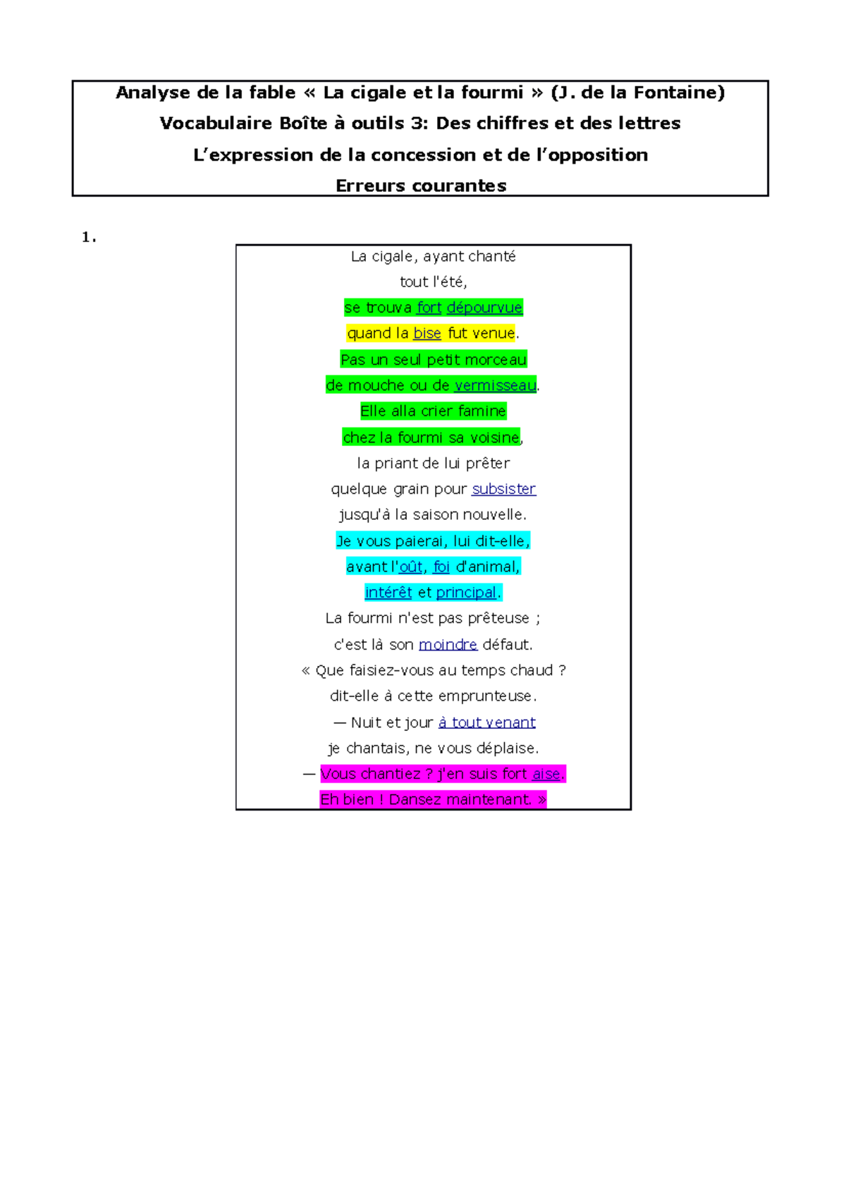 CORR Toets We - Verbetersleutels Mm Gosselin - Analyse De La Fable « La ...