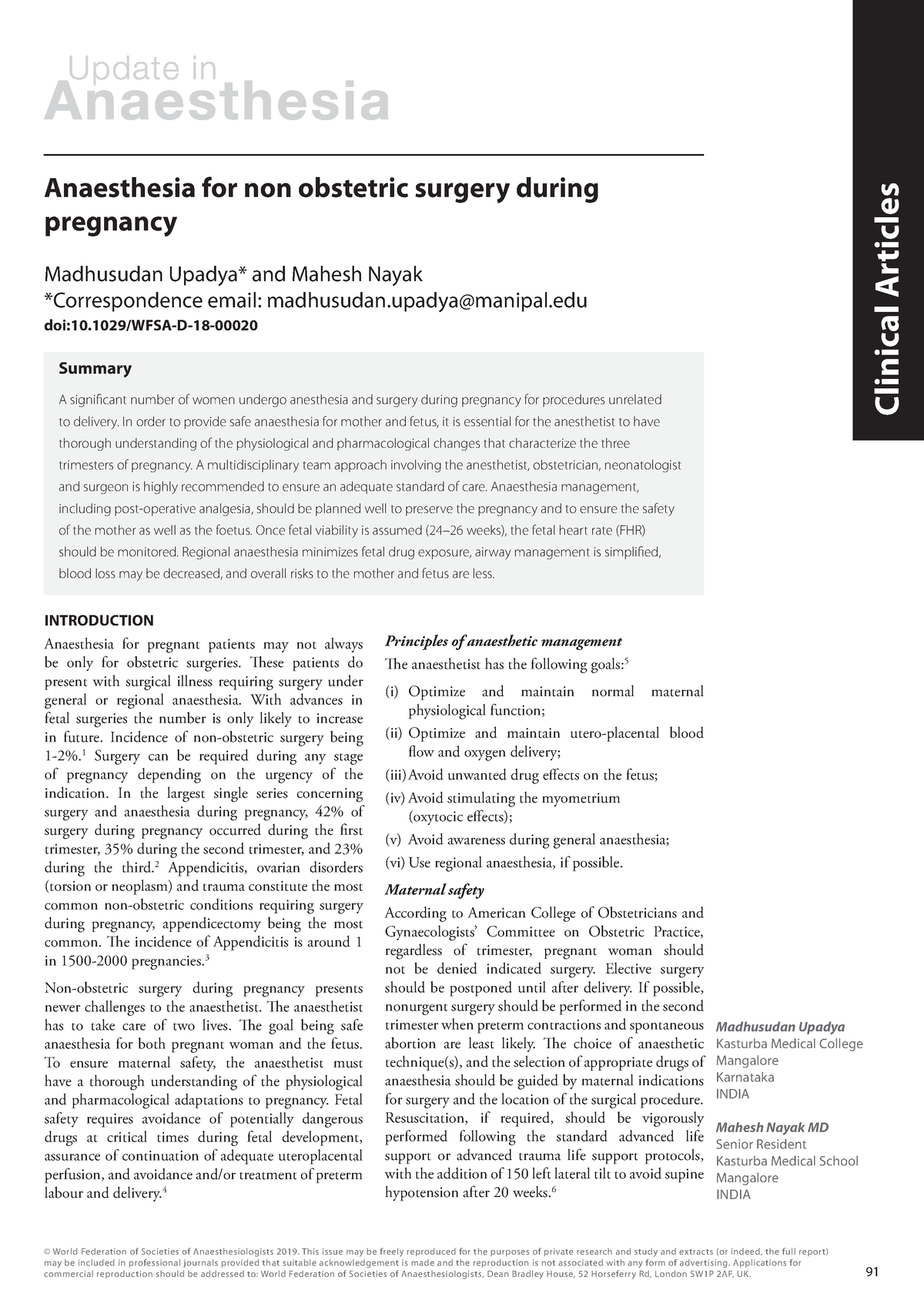 Uia34 Anaesthesia for non obstetric surgery during pregnancy ...