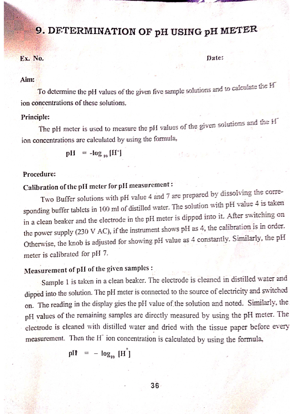 Determination of ph using ph meter Organic chemistry Studocu