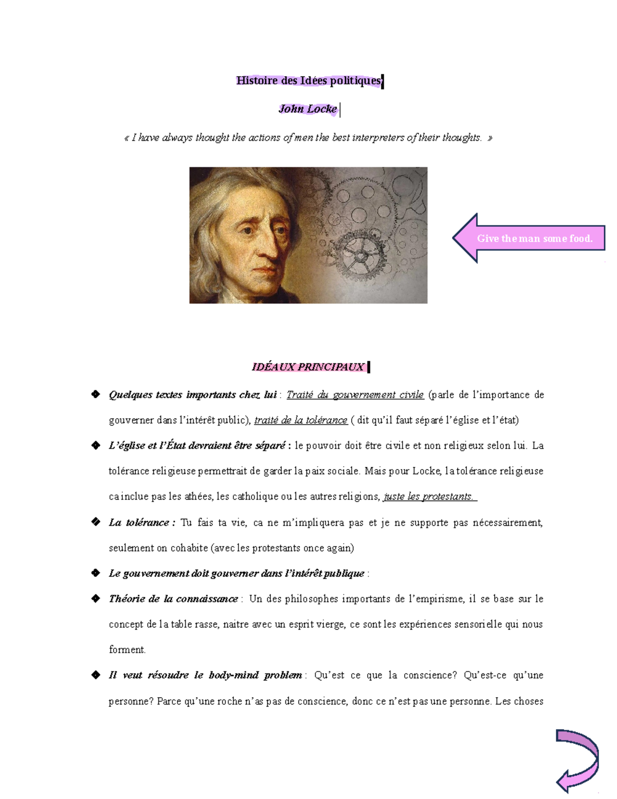 Locke et rousseau - Histoire des Idées politiques John Locke « I have ...