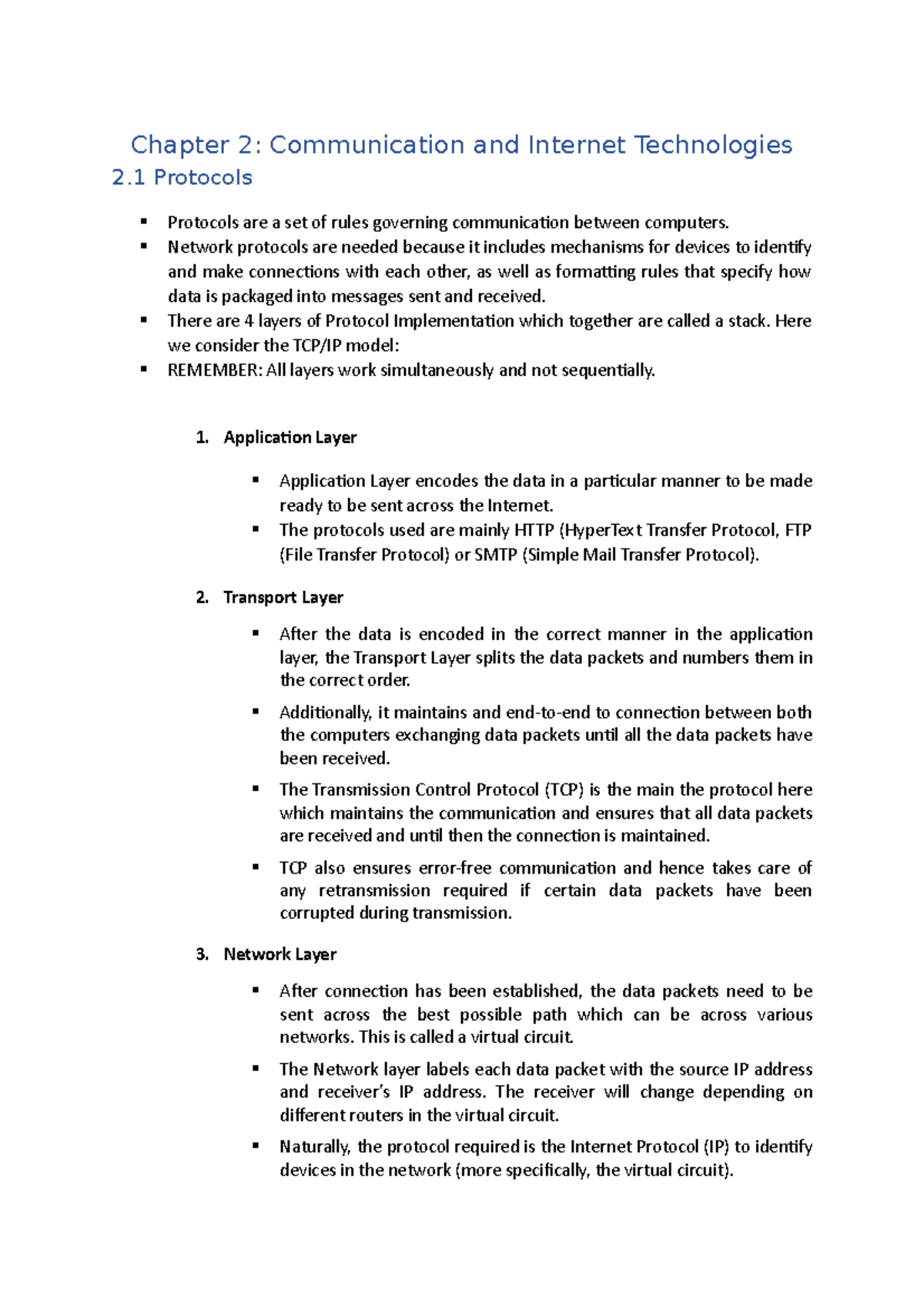 C - C.S - Chapter 2: Communication and Internet Technologies 2 ...