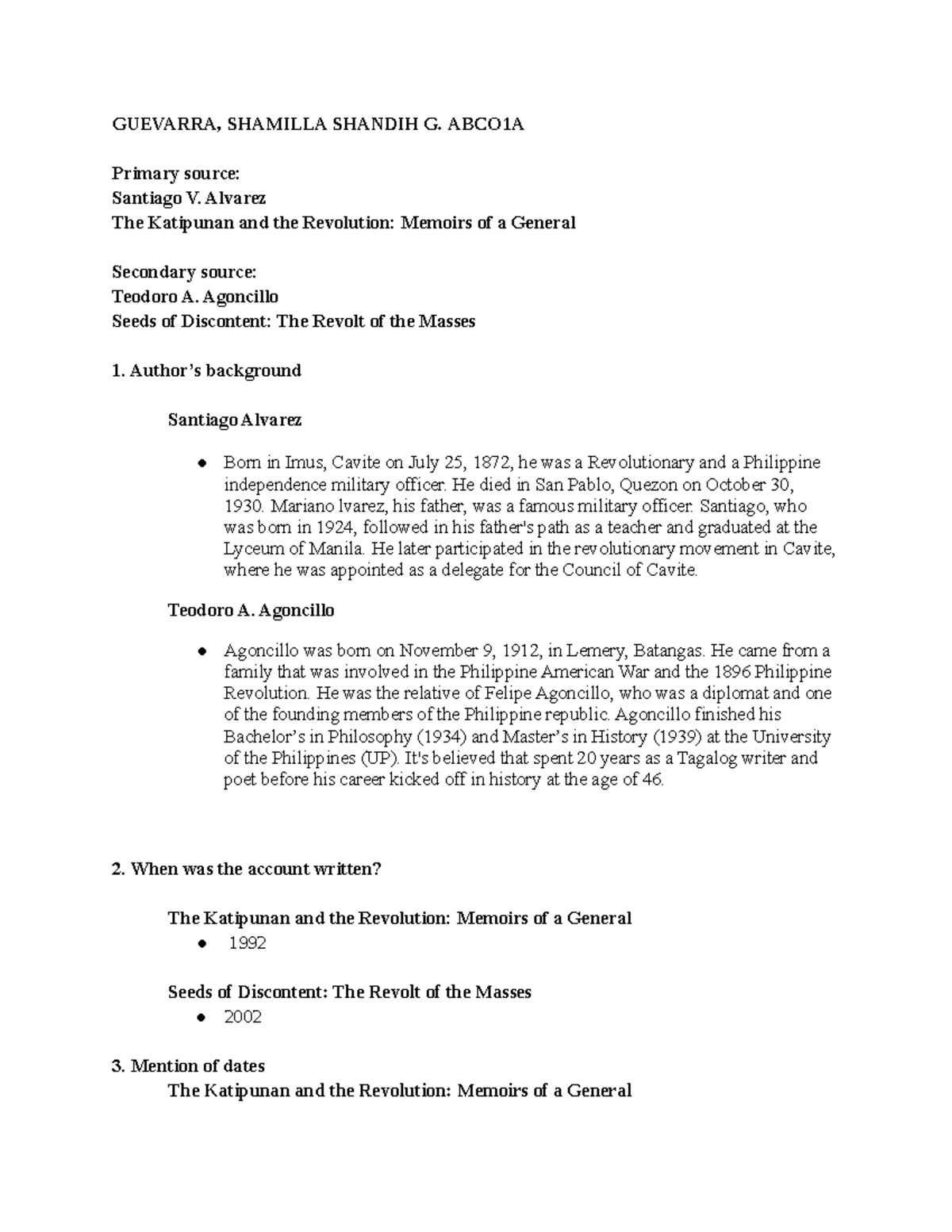 Rhist - Analysis - GUEVARRA, SHAMILLA SHANDIH G. ABCO1A Primary source ...
