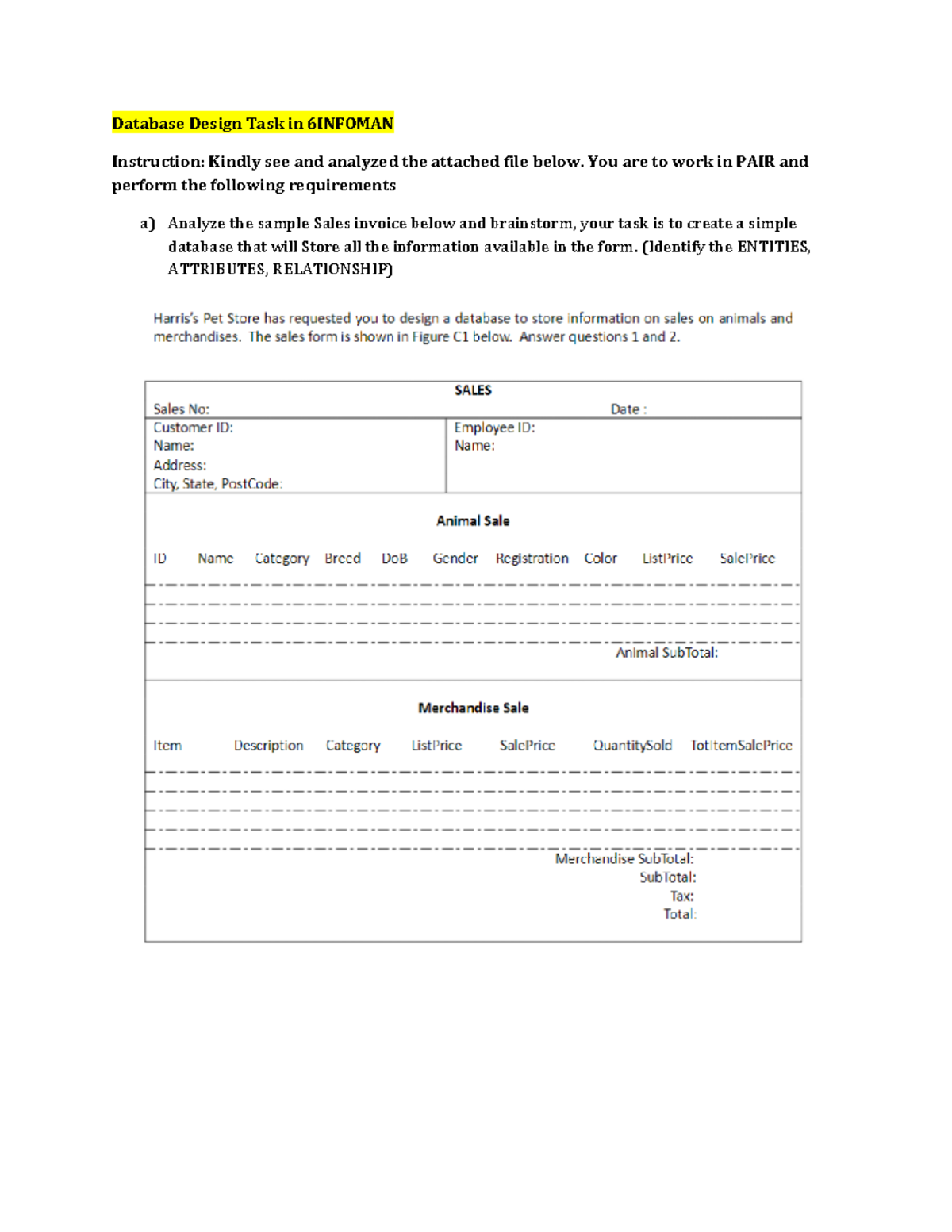 Updated Database Design Task in 6 Infoman Normalization and ERD ...