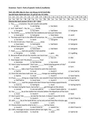 Grammar Test 7 - Gramma test - Grammar. Test 7 – Parts of speech ...