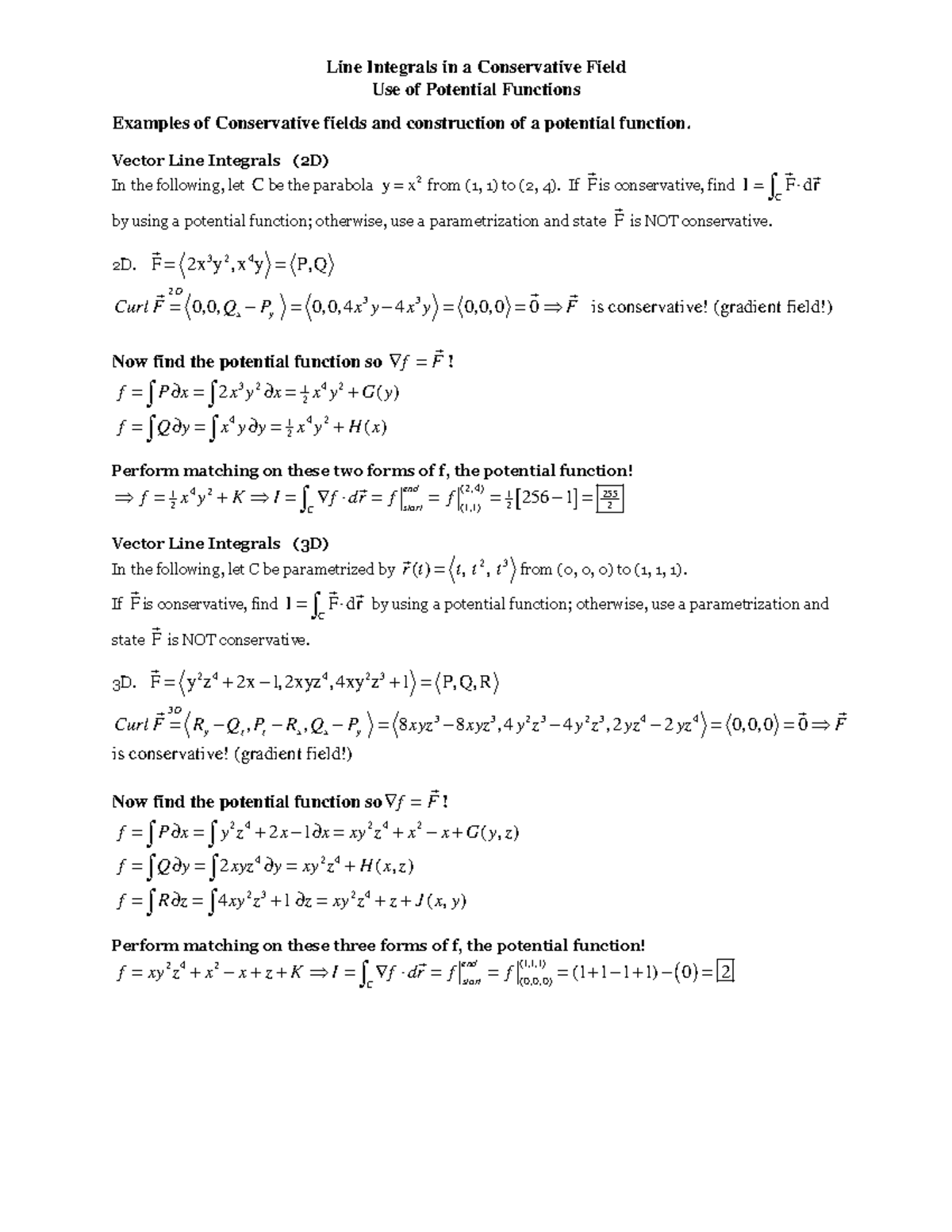 Line Integrals In Conservative Field Mat 318 Mathematical Studocu