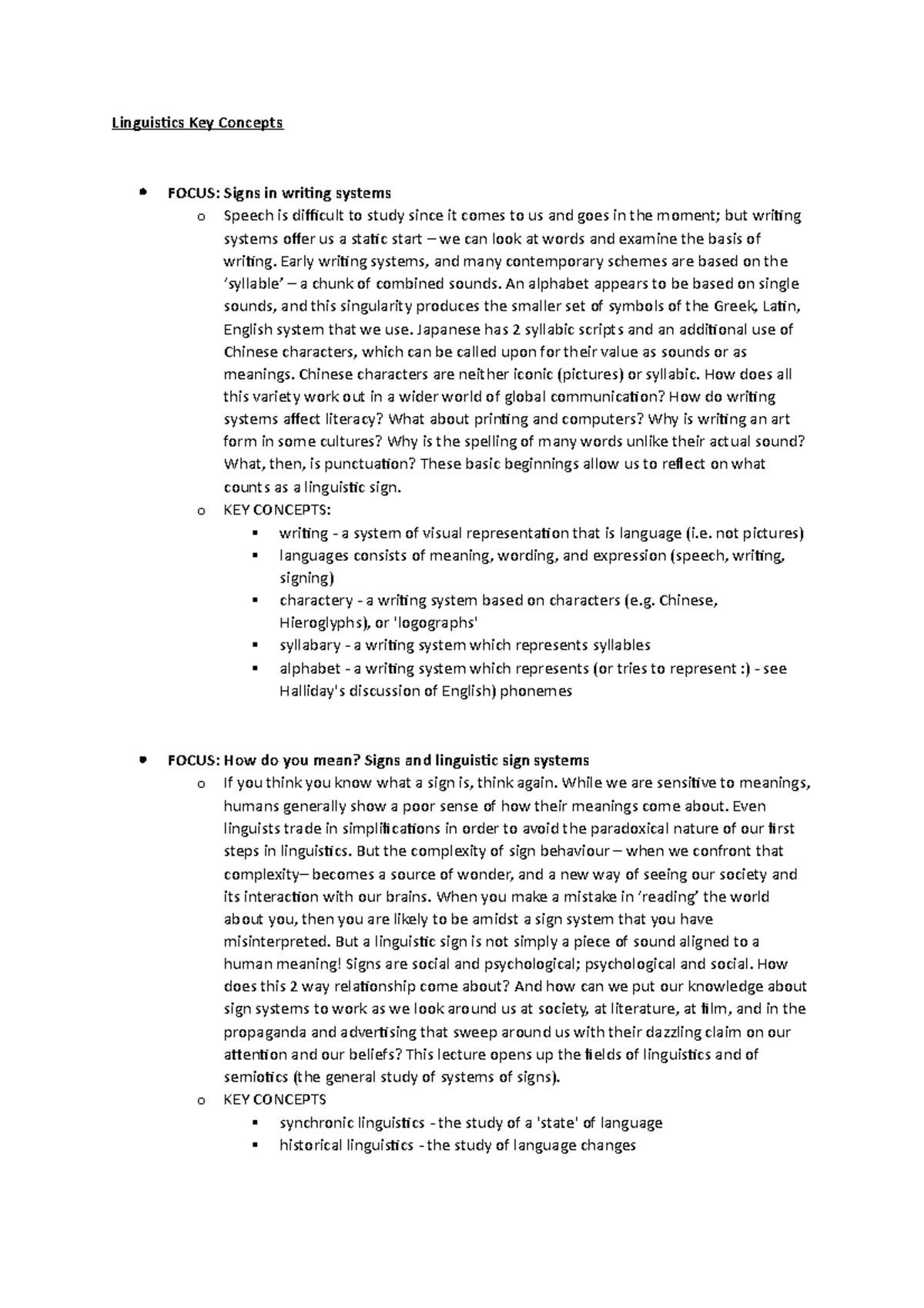 Linguistic KEY Concepts - Linguistics Key Concepts FOCUS: Signs in ...