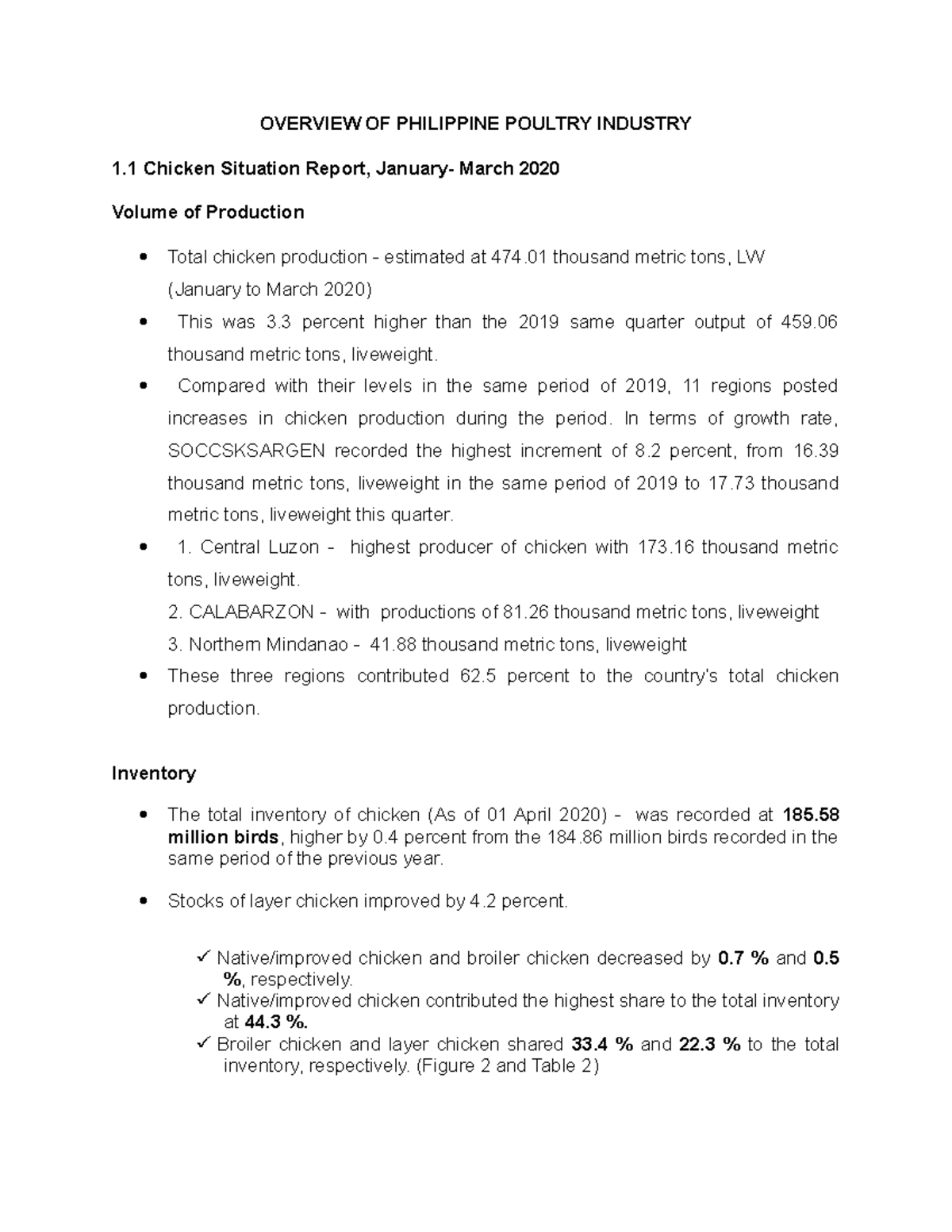 Overview OF Philippine Poultry Industry OVERVIEW OF PHILIPPINE