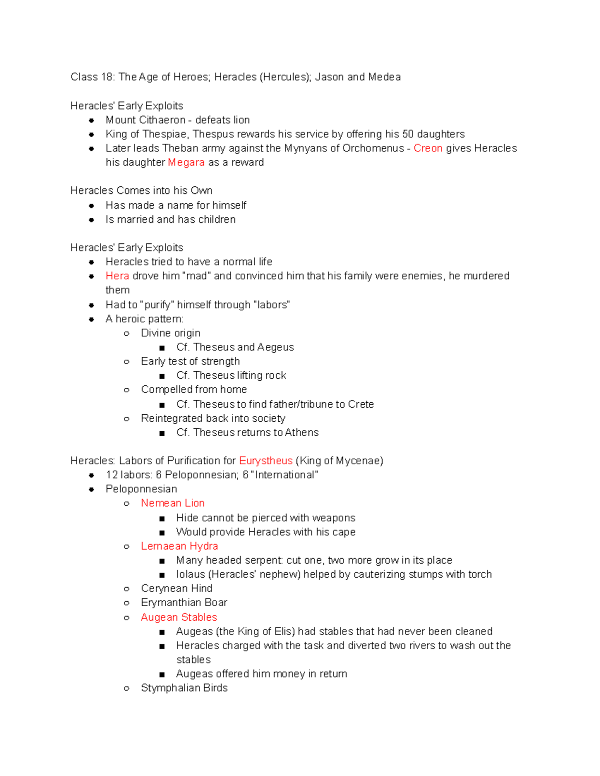 4/19 Class Notes - Heracles, Jason - Class 18: The Age of Heroes ...