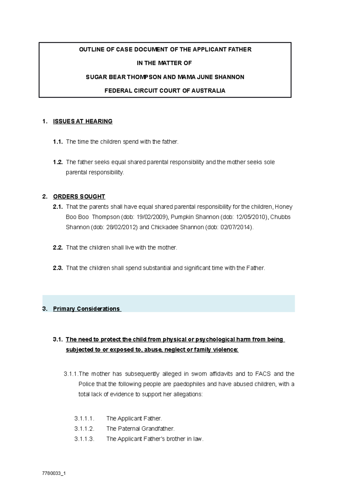 Case Outline Assessment - Example - OUTLINE OF CASE DOCUMENT OF THE ...