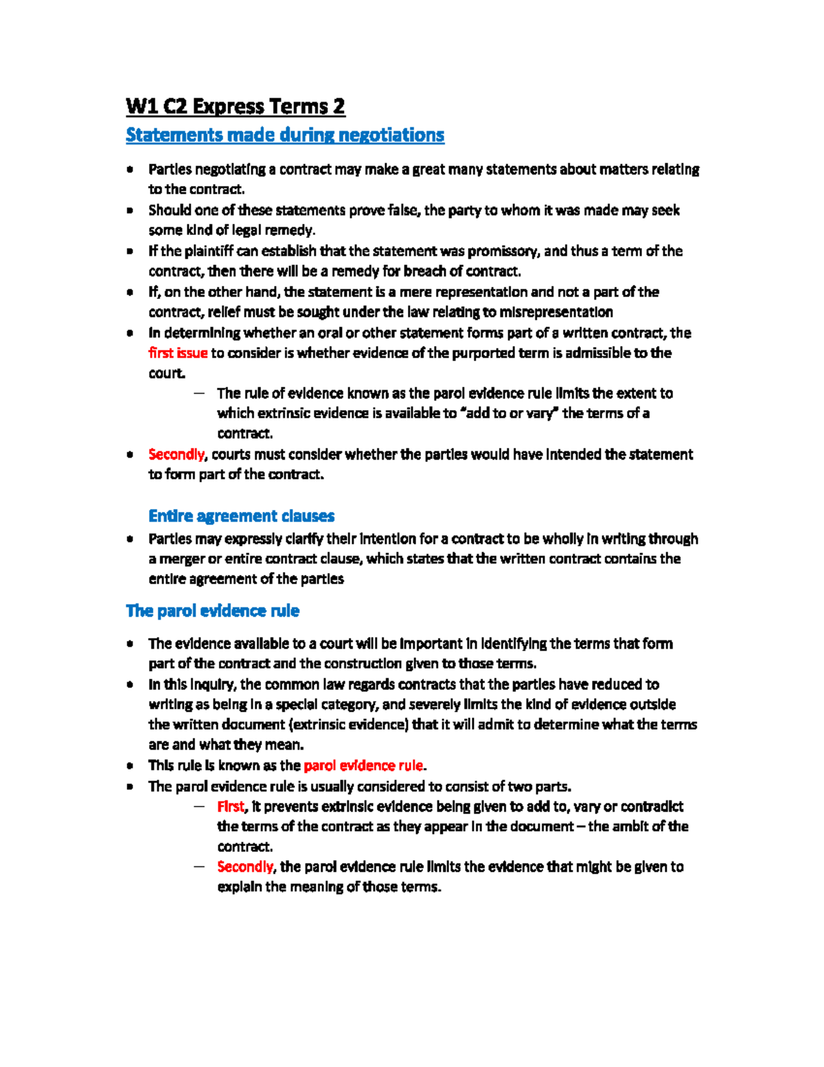 W1C2 - Week 1 Class 2 Notes - LAWS1075 - Studocu