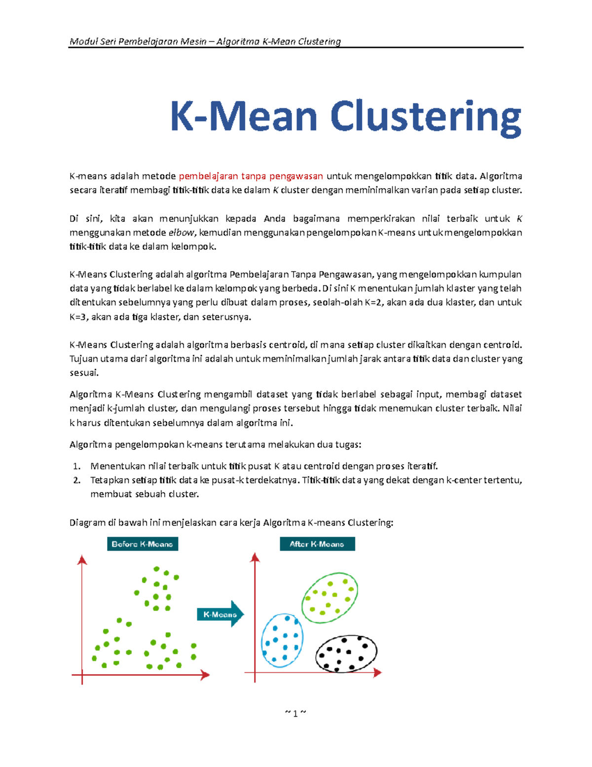 Algoritma K-Means - kuliah offline - K-Mean Clustering K-means adalah ...
