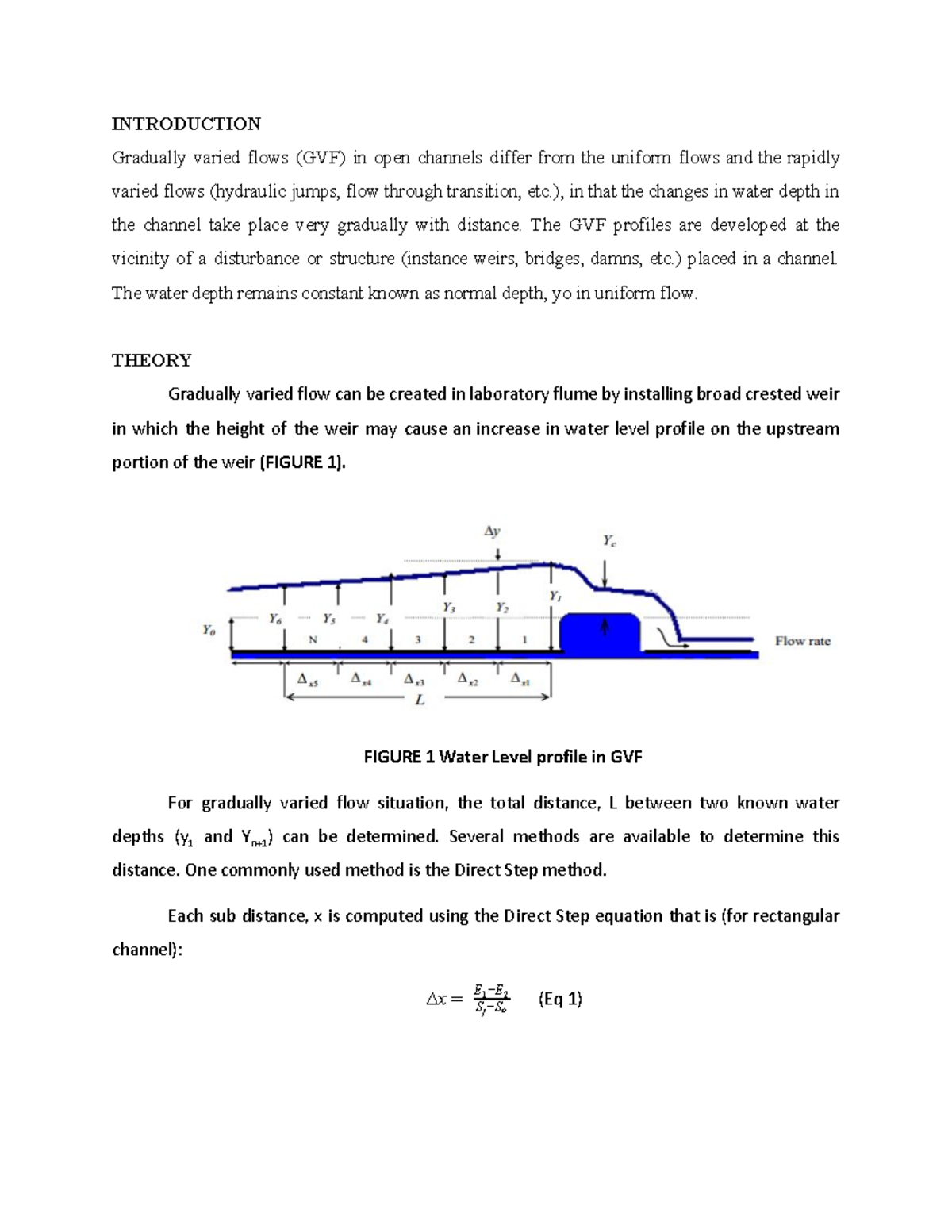 Hydraulic Lab 2 Lab Instruction INTRODUCTION Gradually varied flows