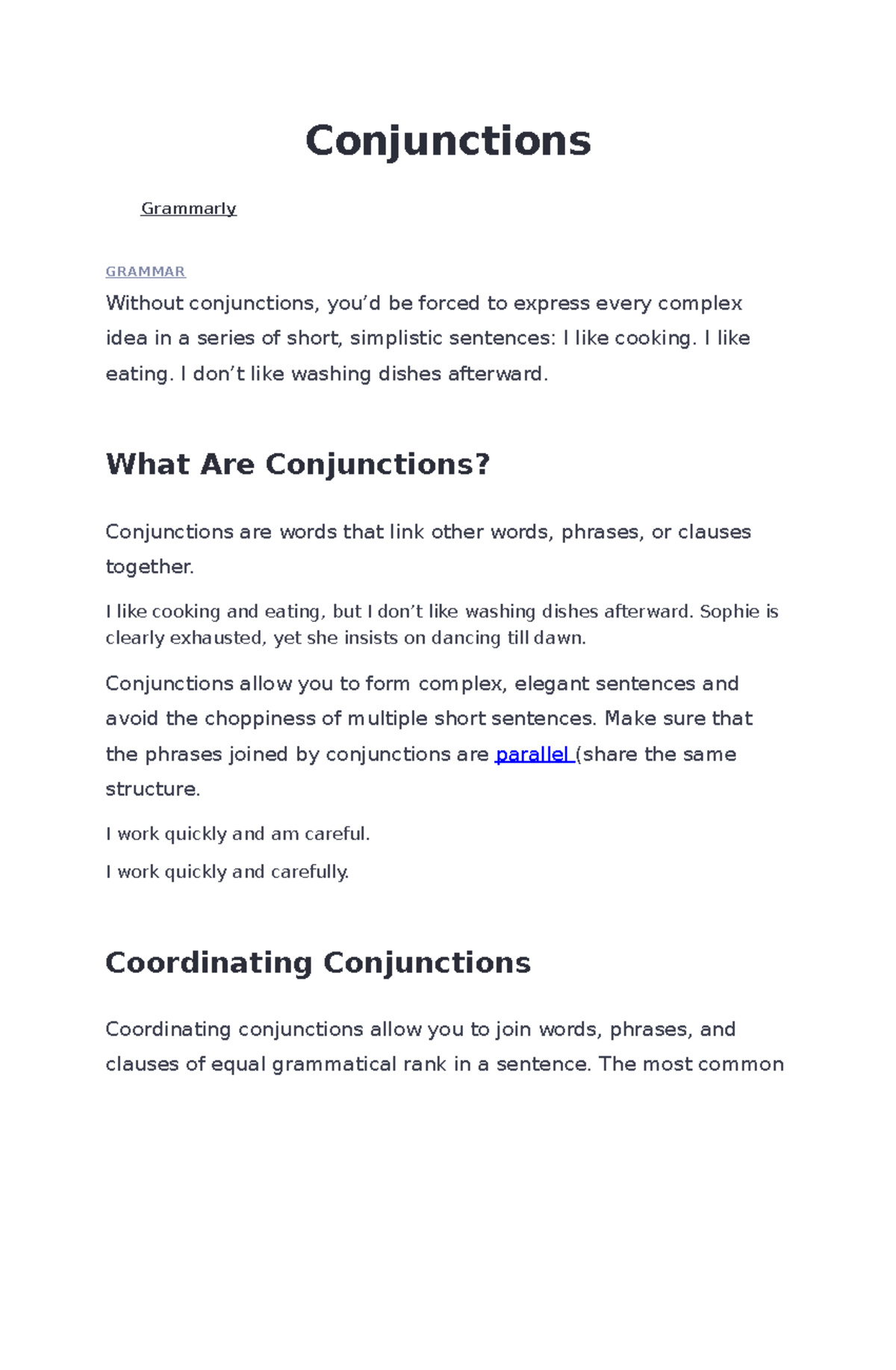 Conjunctions activities in lecture Conjunctions Grammarly GRAMMAR