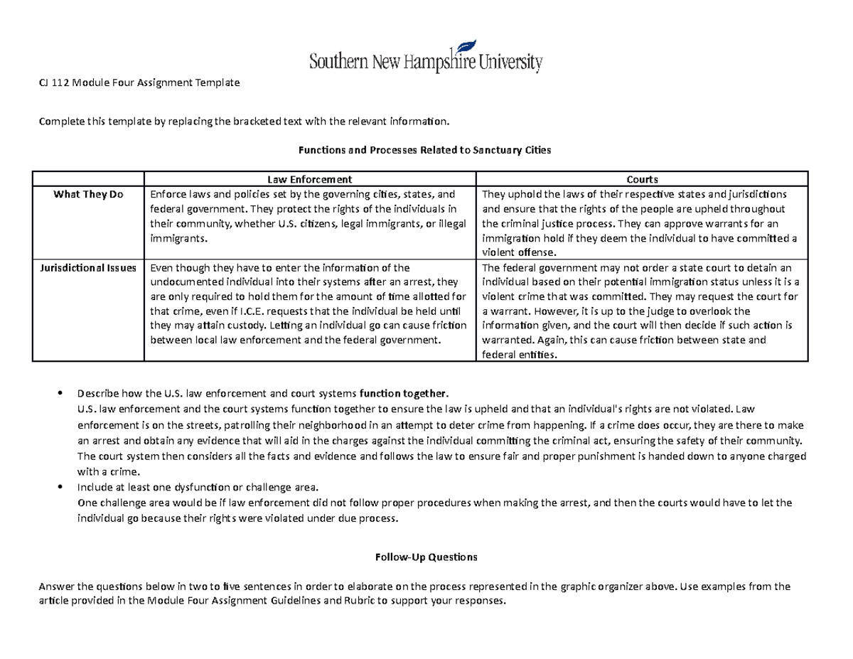 4-2 Module Assignment - CJ 112 Module Four Assignment Template Complete ...