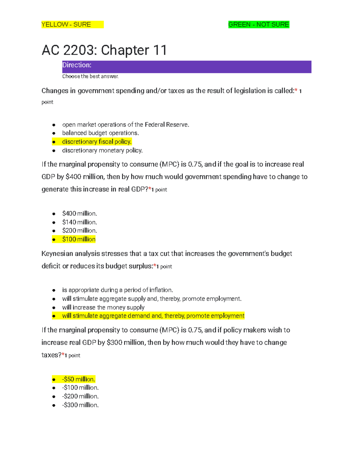 Chapter 11 Quiz - AC 2203: Chapter 11 Direction: Choose The Best Answer ...